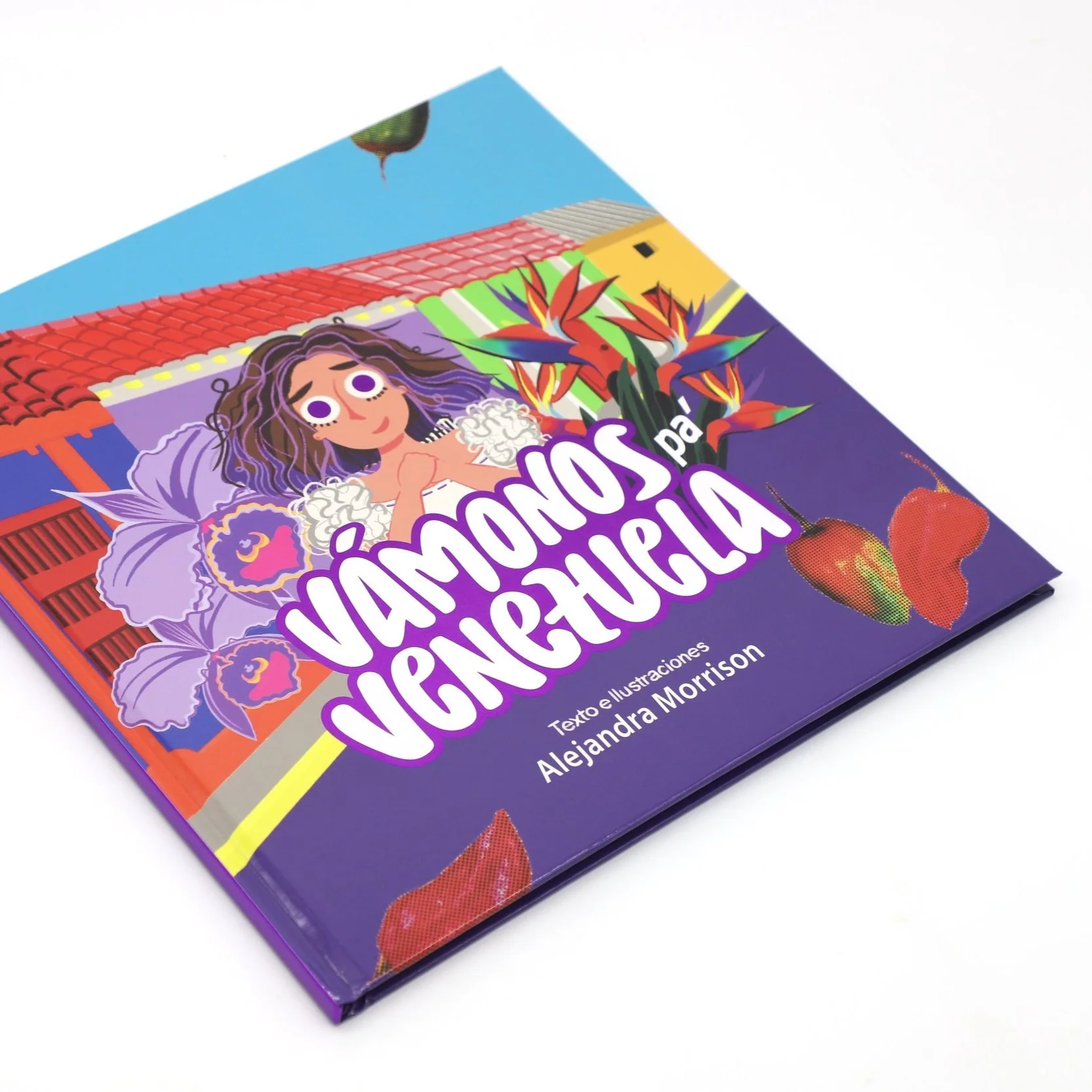 Libro infantil colorido con título en español, ilustración de una niña y plantas en la portada.