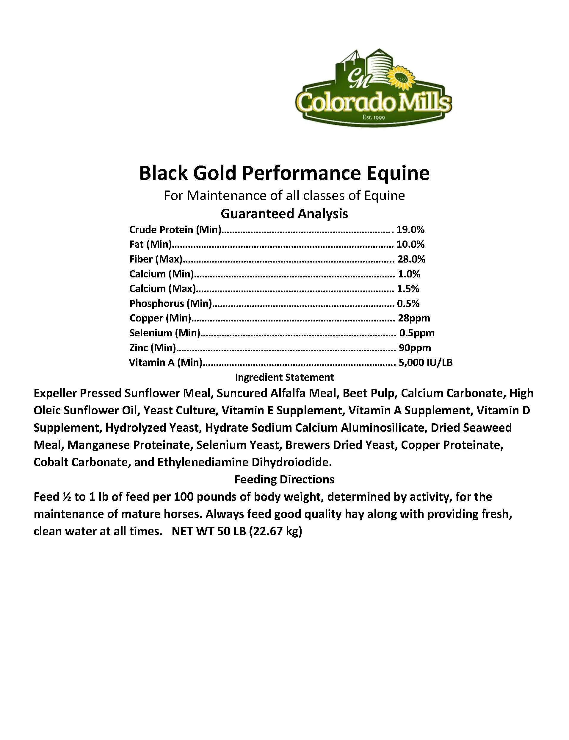 Colorado Mills Black Gold Performance Equine