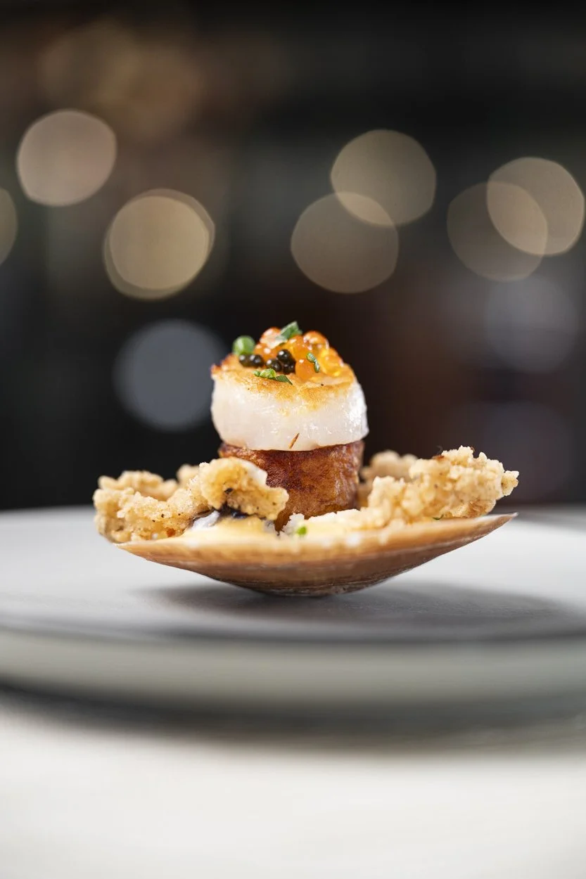 A scallop dish for a Lent Fish Fry Friday event at a Chef's tasting tasting table.
