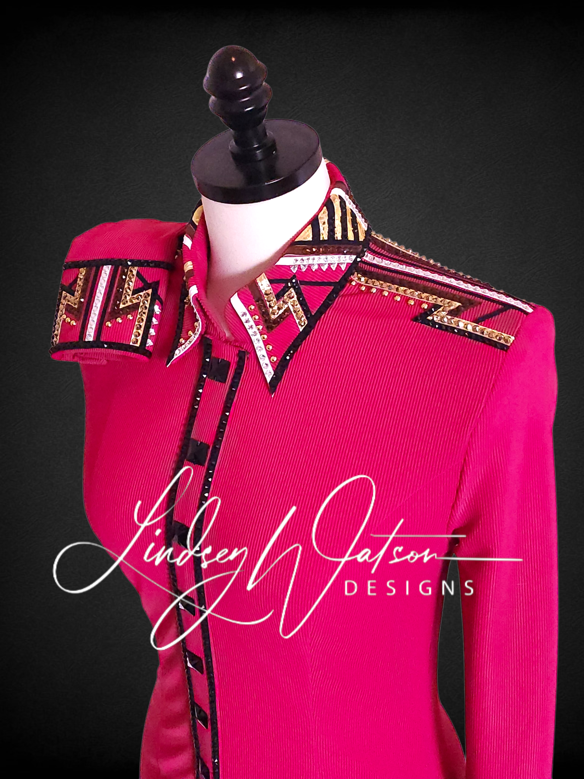 Bright Berry, Brown, Gold, and Black Day Shirt. Available soon with Showgirls Apparel (currently in-store only)