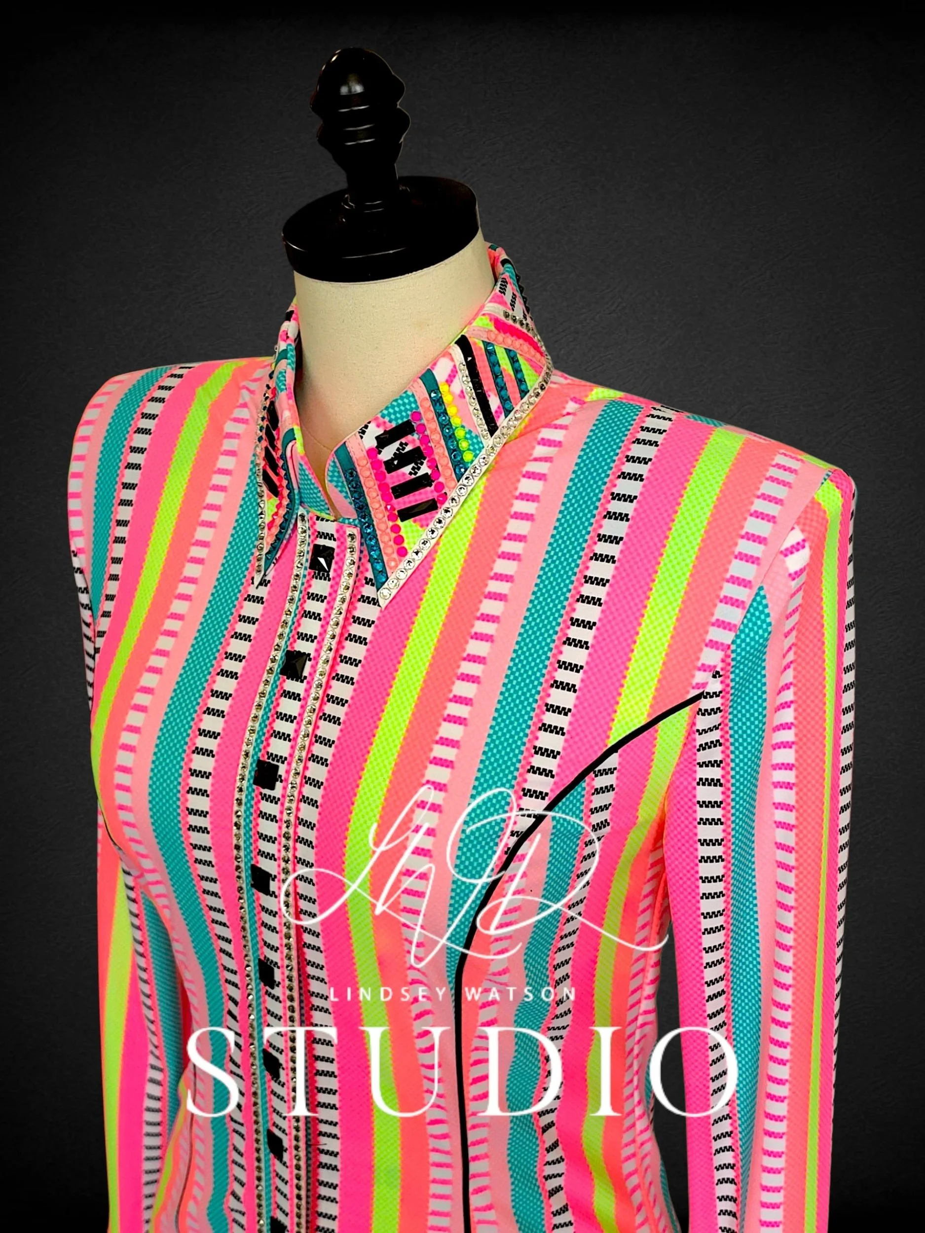 Small Neon Pink, Ellow, Coral, Teal, Black and White Day Shirt