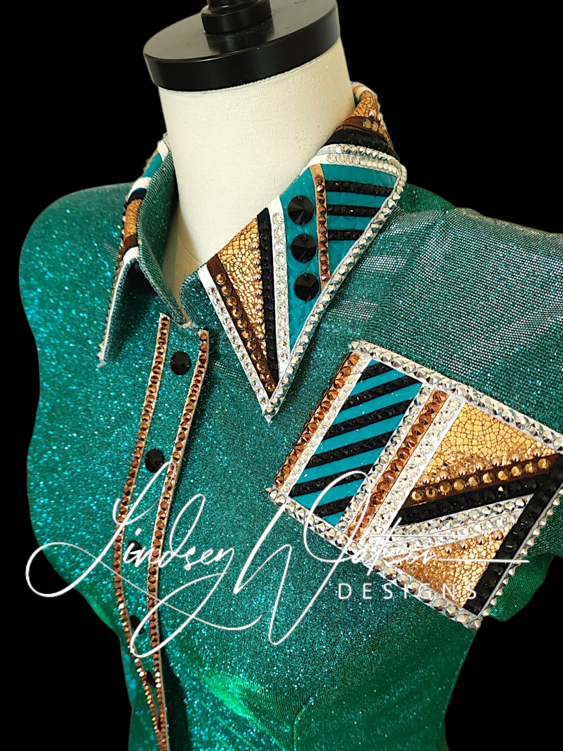 Small Teal, Brown, Black and Rose Gold Metallic Day Shirt