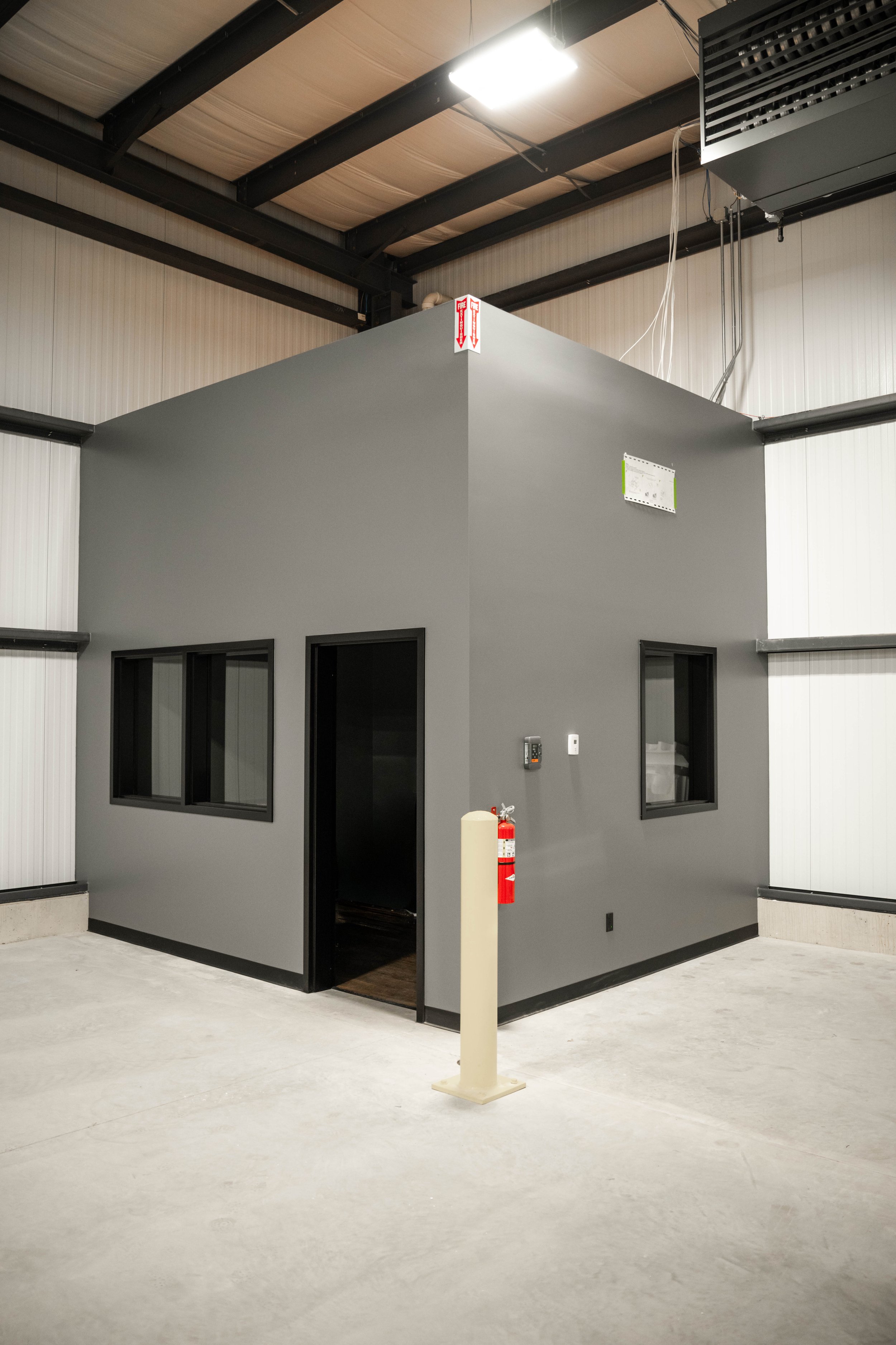 Enclosed interior room built inside the Weller Auto warehouse addition