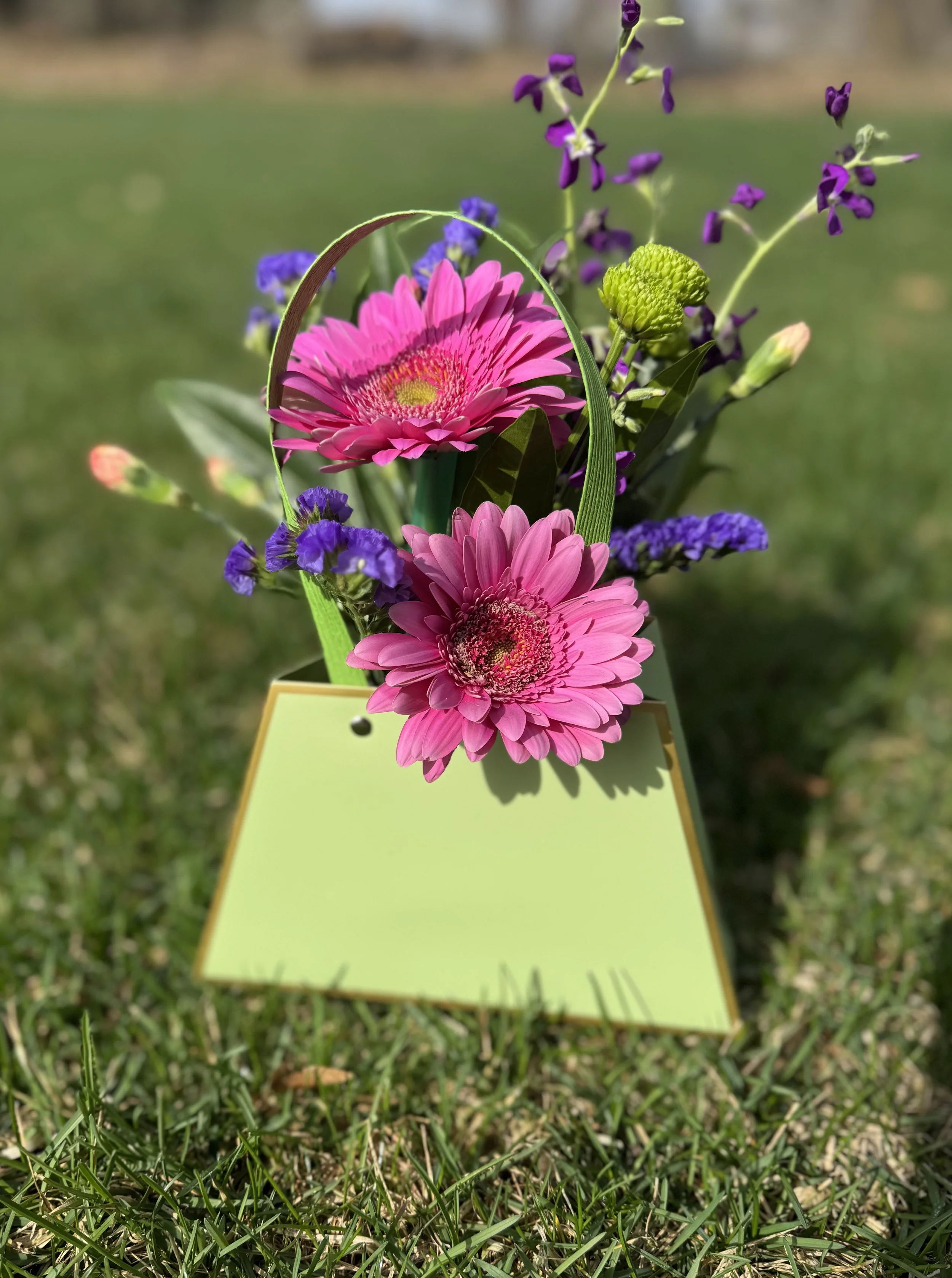 Bouquet in purse holder