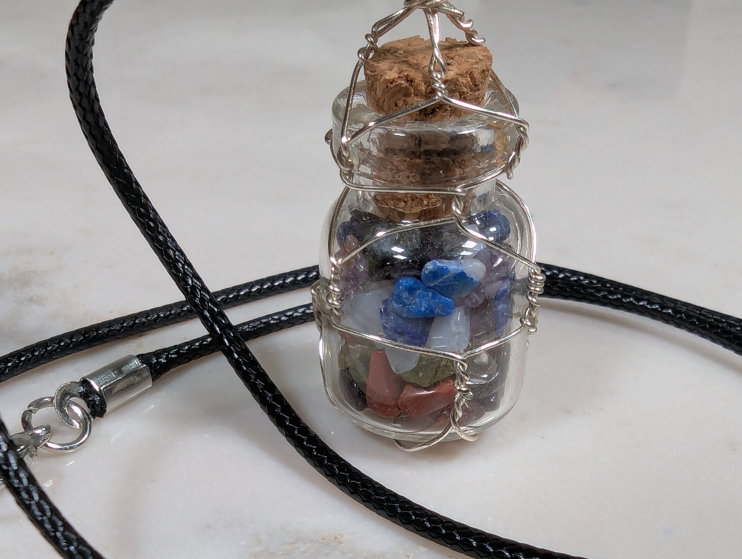 Medium Wrapped Chakra Bottle Necklace