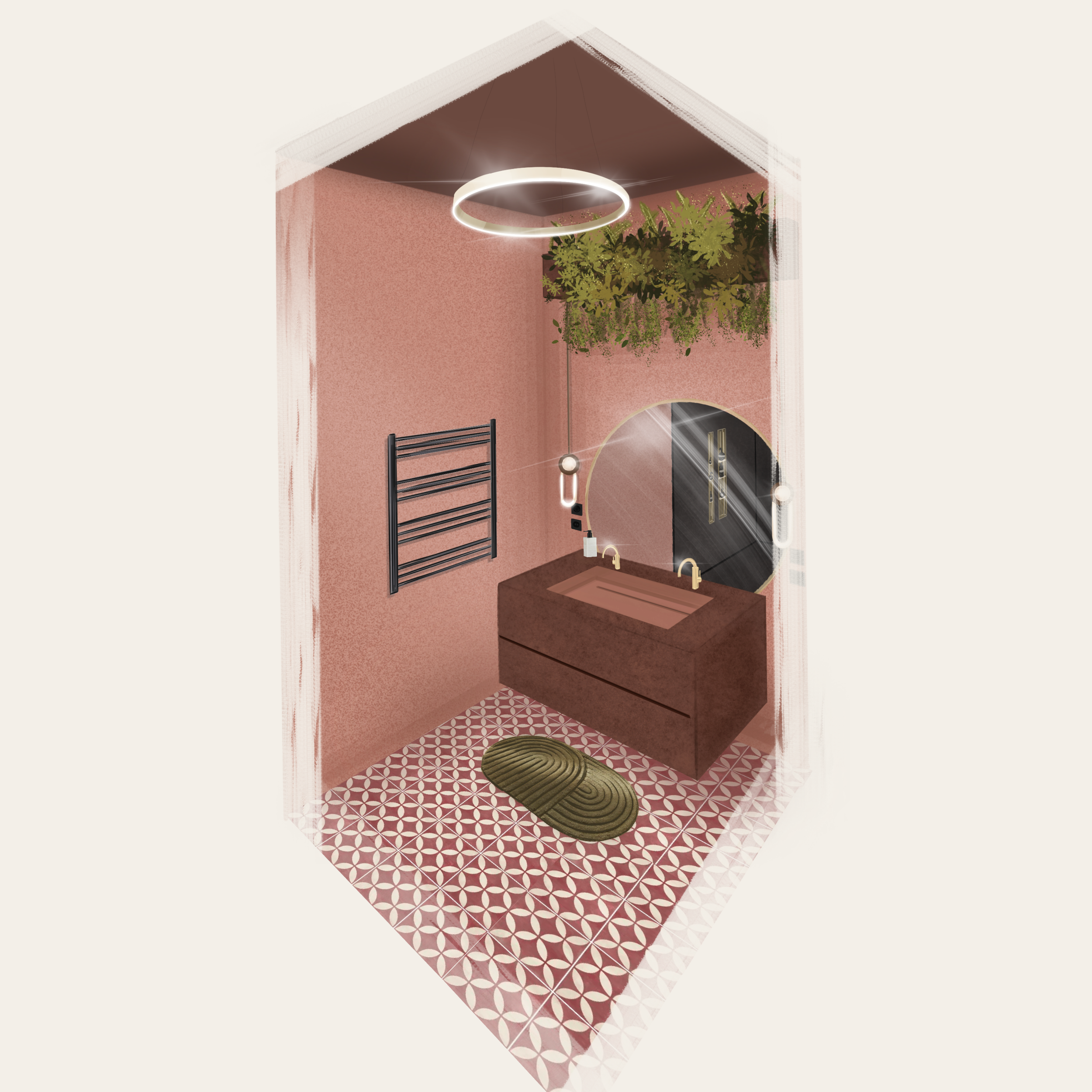 Projet Saint-Honoré - Vue côté lavabo