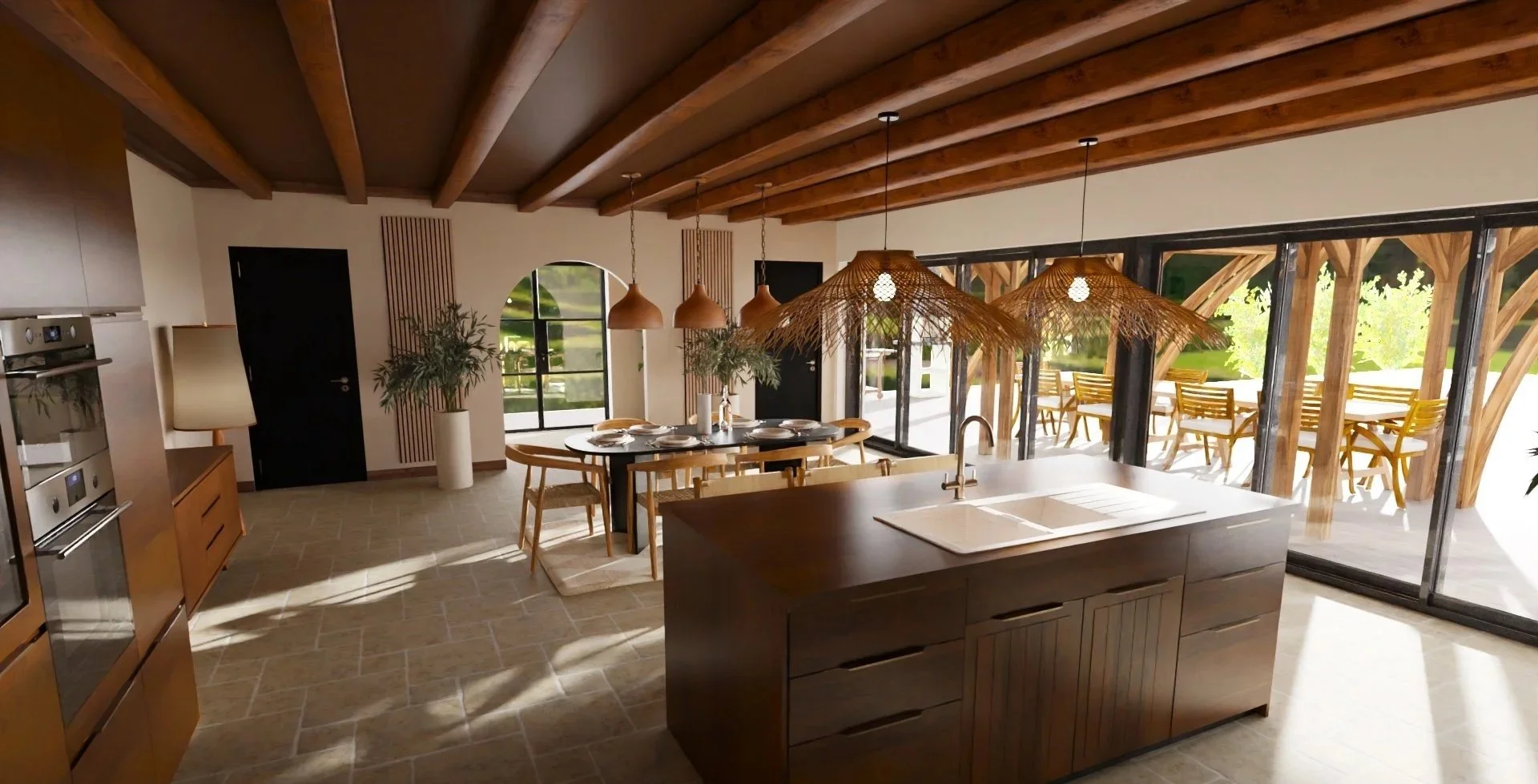 Projet Casa E Olivi - Vue 3D - Cuisine & Salle à manger