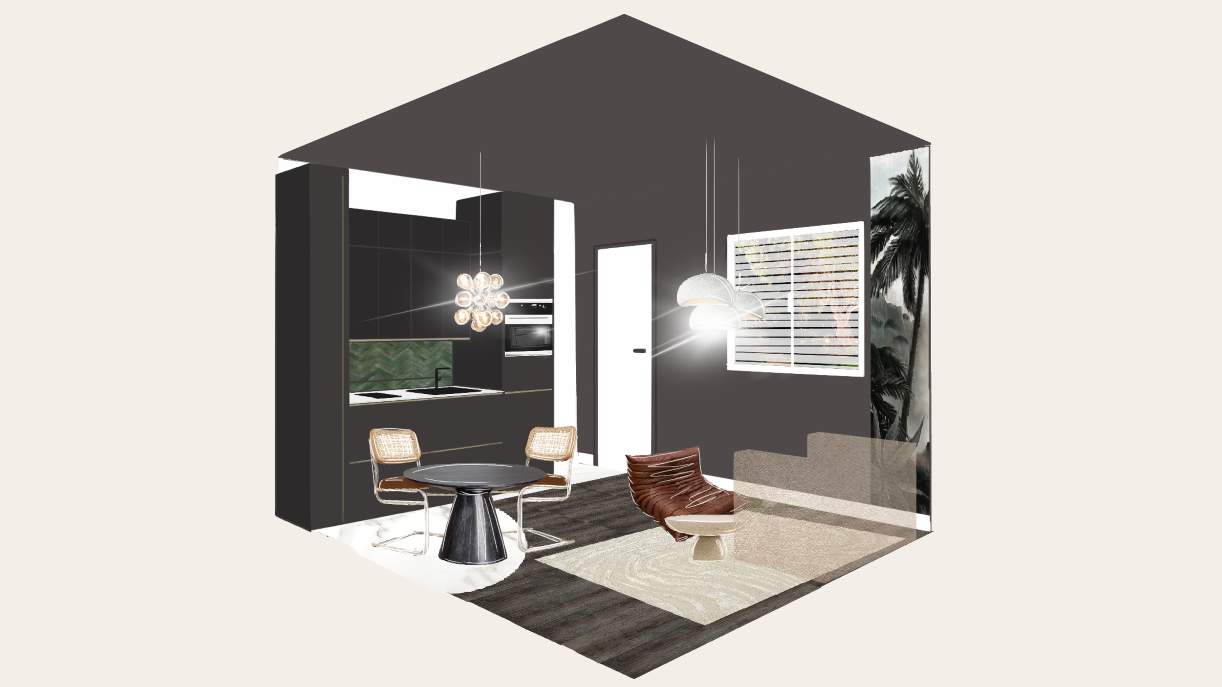 Projet Futura : En apesanteur - Croquis - Vue Cuisine