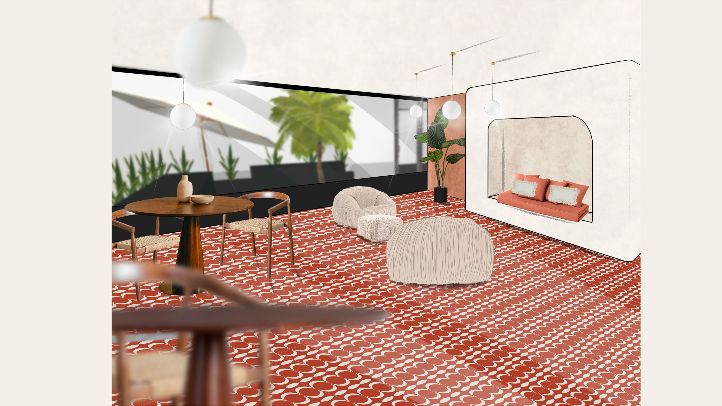 Projet Jardin d'hiver - Croquis - Vue salle détente