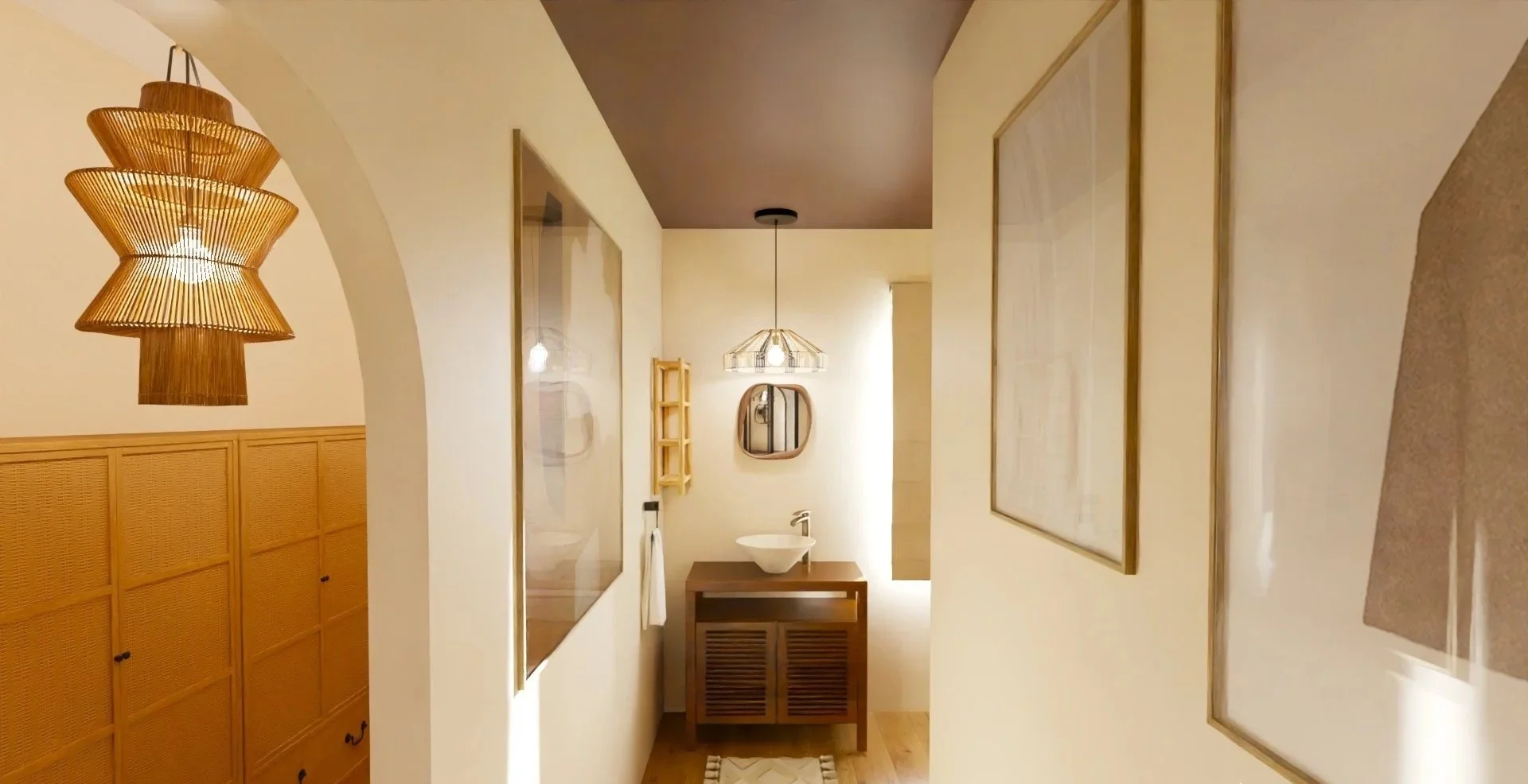 Projet Casa E Olivi - Vue 3D - Entrée Salle d'eau & dressing chambre d'ami