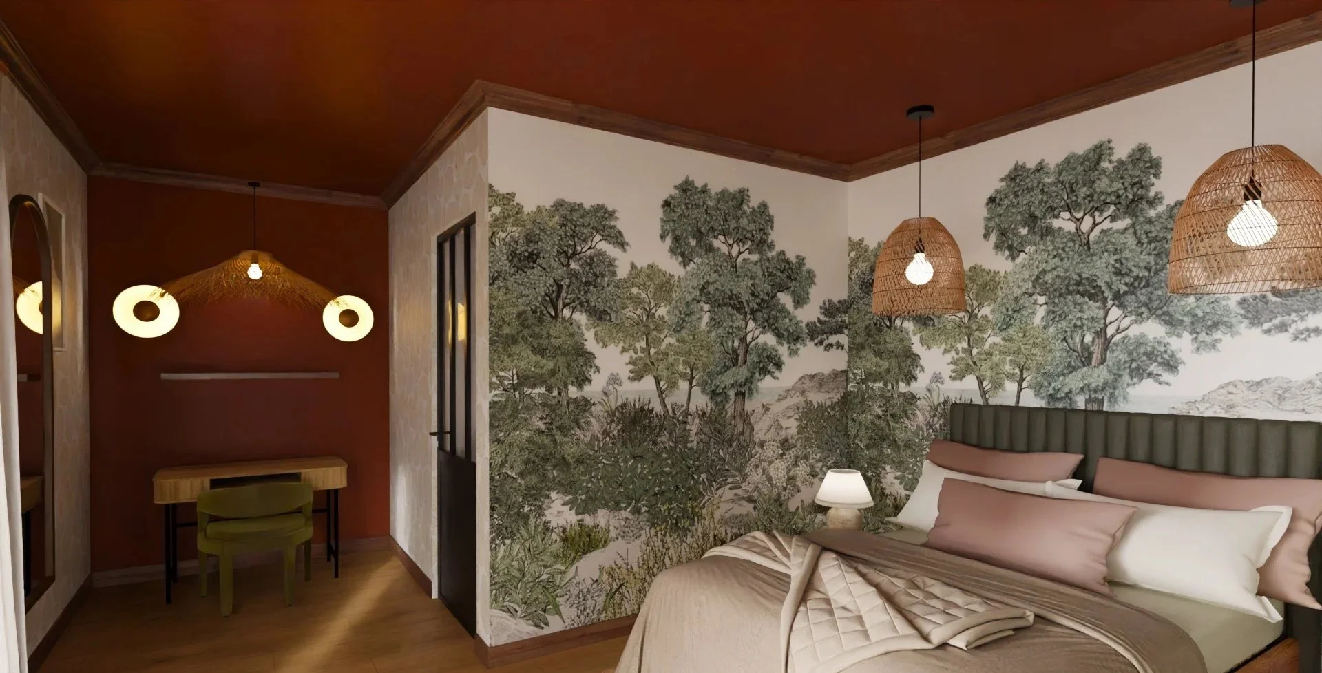 Projet Casa E Olivi - Vue 3D - Bureau chambre d'ami