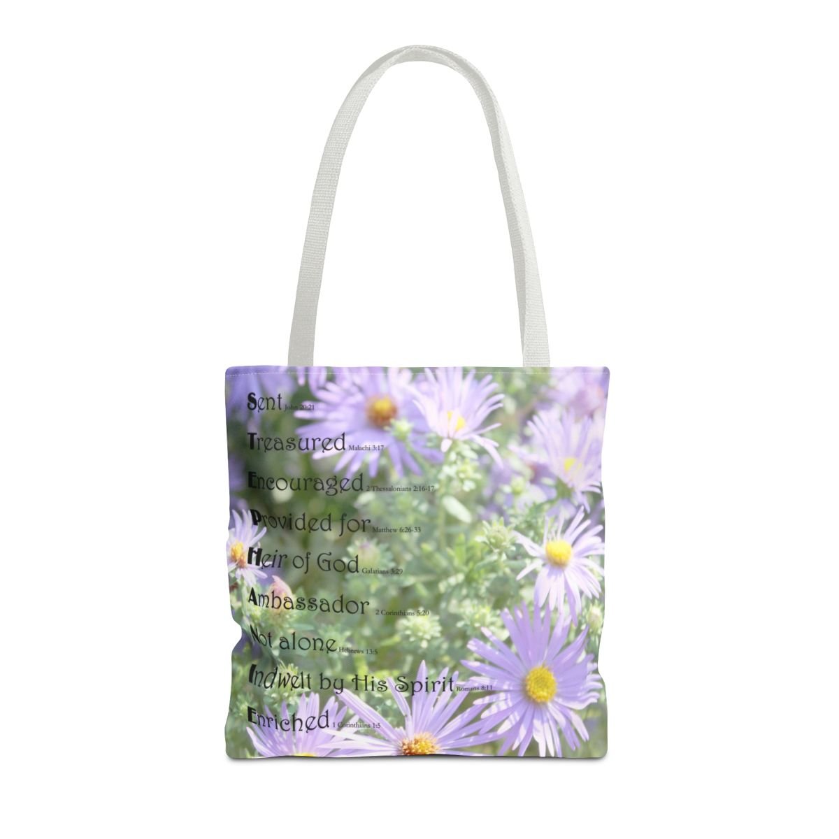 BlessD Personalized Name Art - Polyester Tote Bag - Purple Daisies