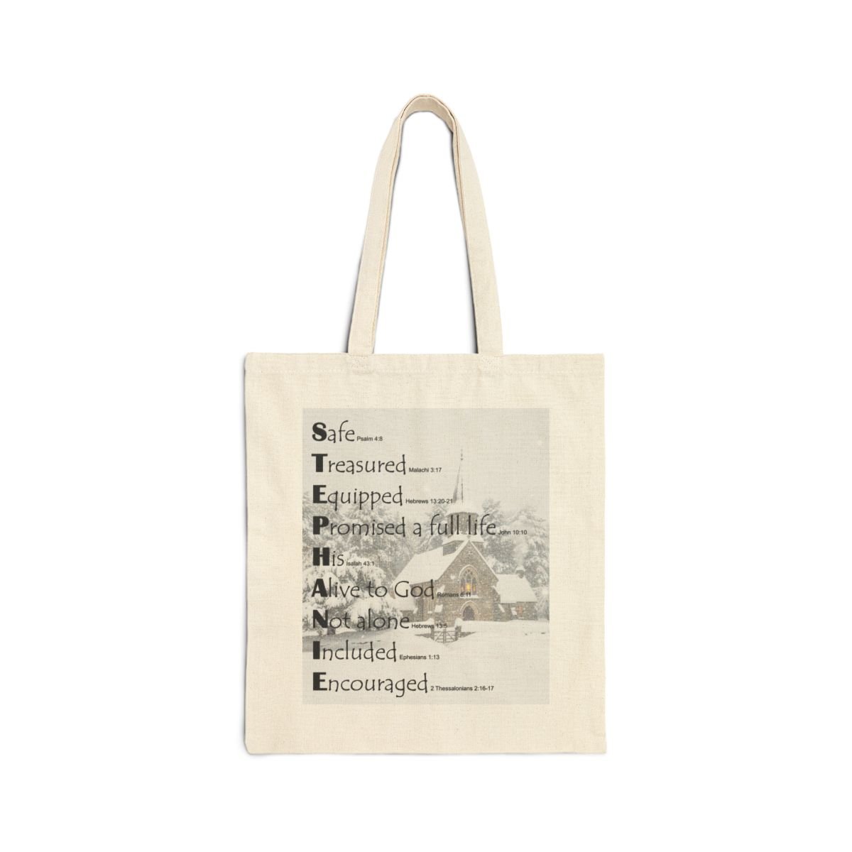 BlessD Personalized Name Art - 15×16 Canvas Tote Bag - Church in Winter