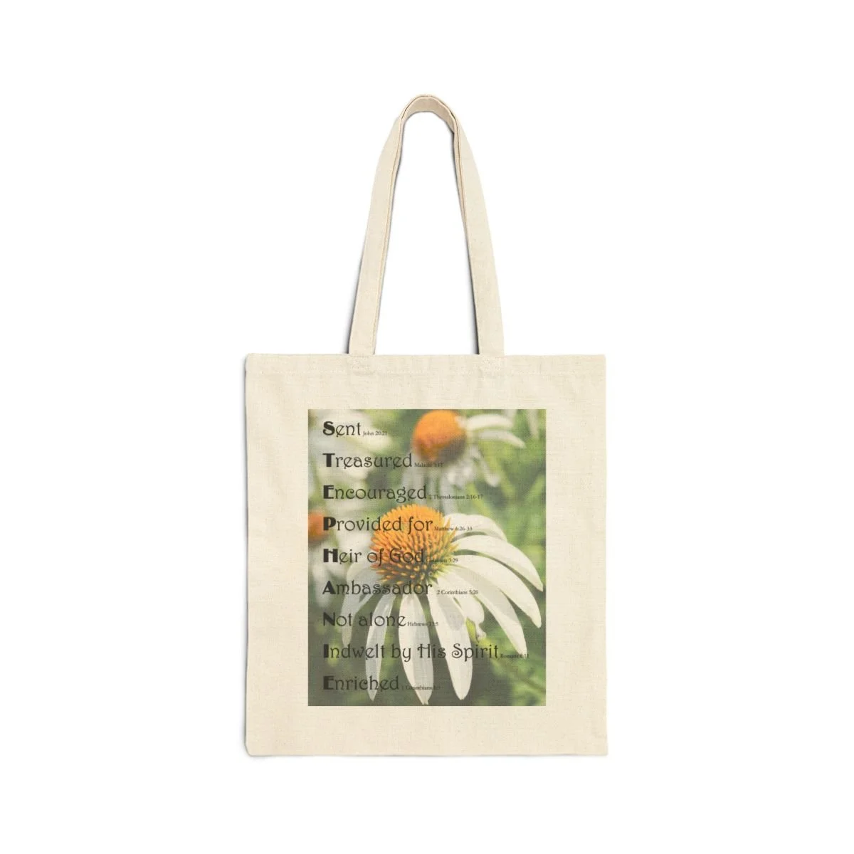 BlessD Personalized Name Art - 15×16 Canvas Tote Bag - Daisies