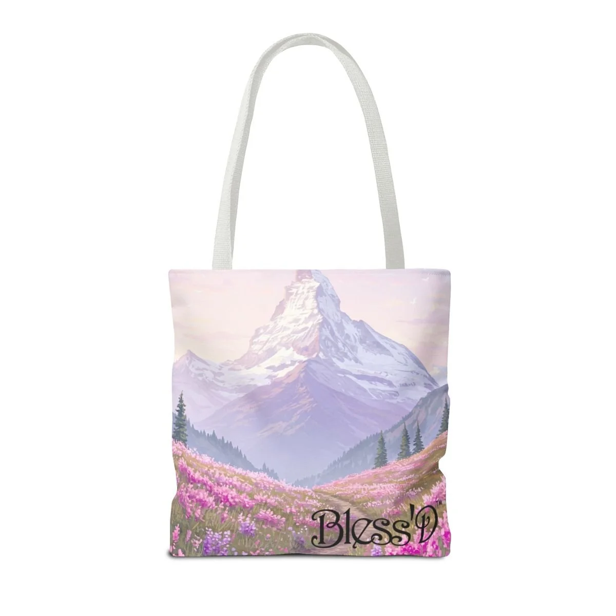 template-blessd-personalized-name-art-polyester-tote-bag-pink-n-purple-flowers-w-mountains-2.jpg