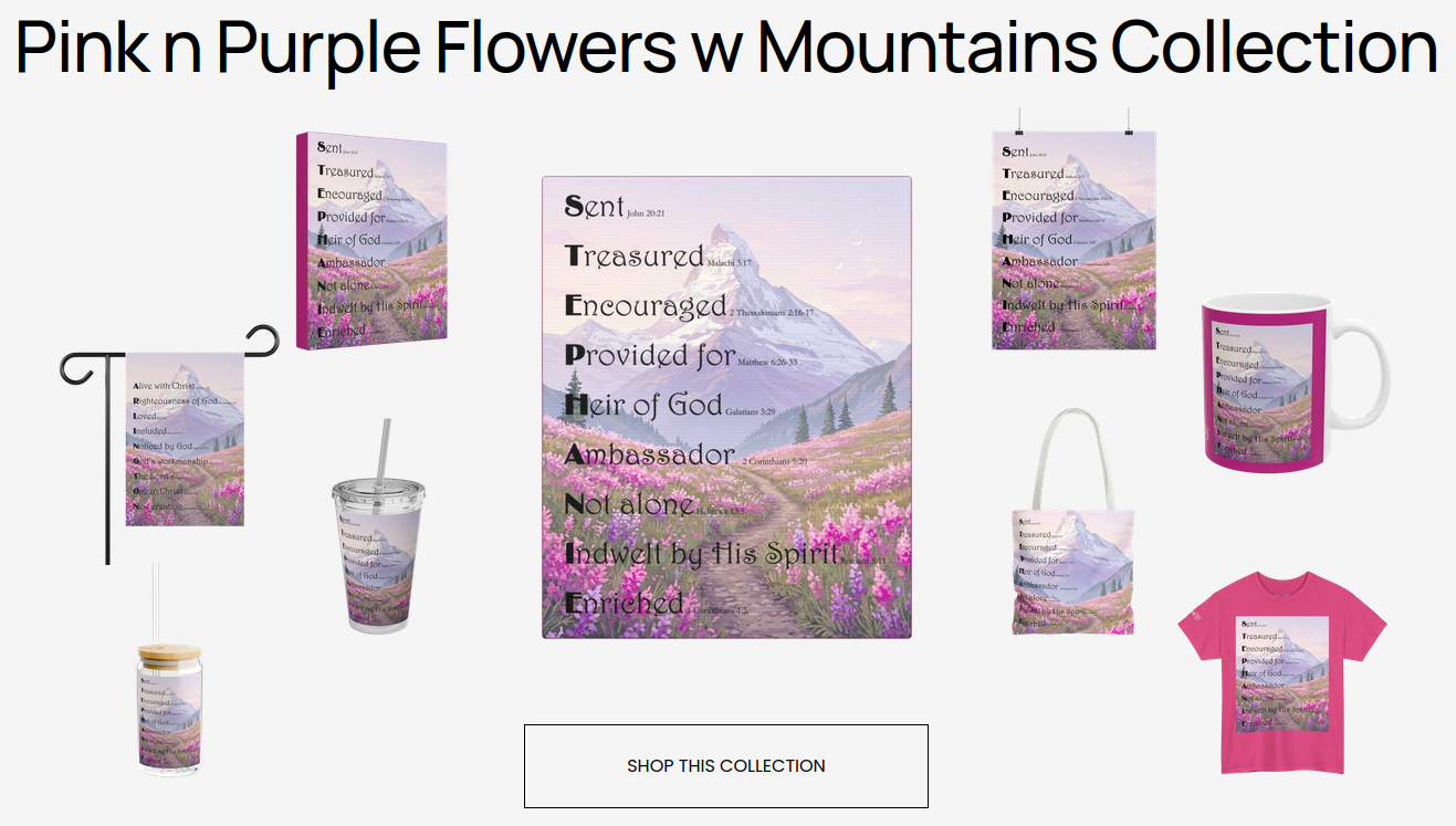 Pink n Purple Flowers w Mountains Collection