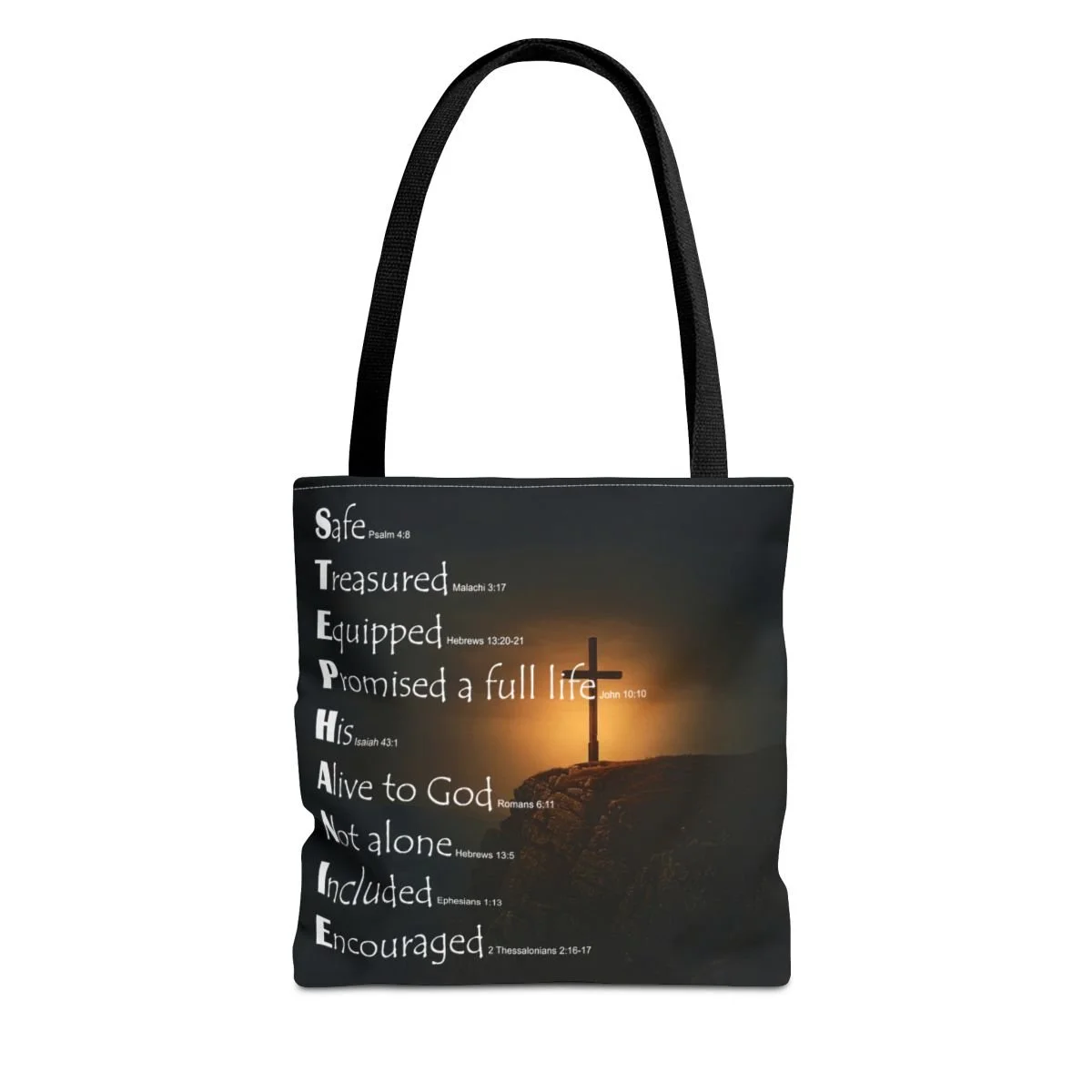 BlessD Personalized Name Art - Polyester Tote Bag - Cross On A Hill