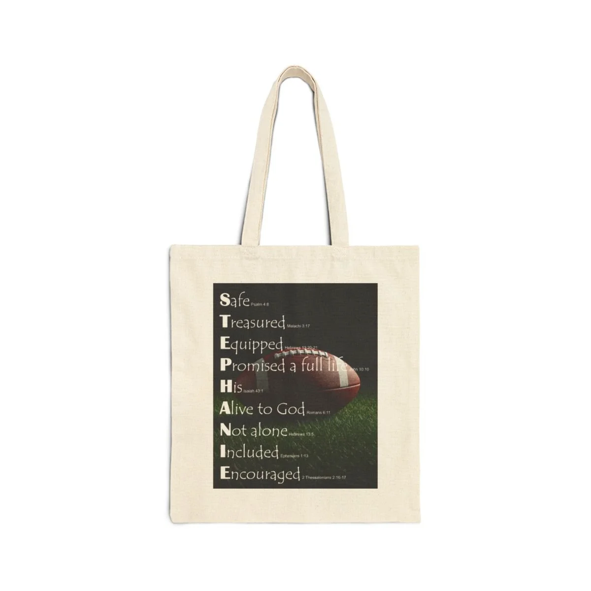 BlessD Personalized Name Art - 15×16 Canvas Tote Bag - Football