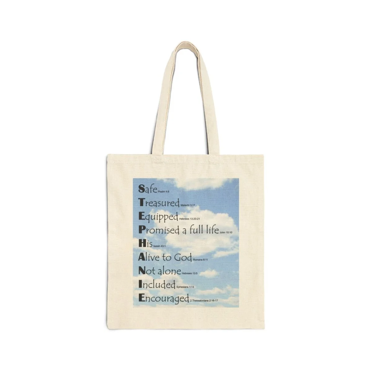 BlessD Personalized Name Art - 15×16 Canvas Tote Bag - Clouds n Sky