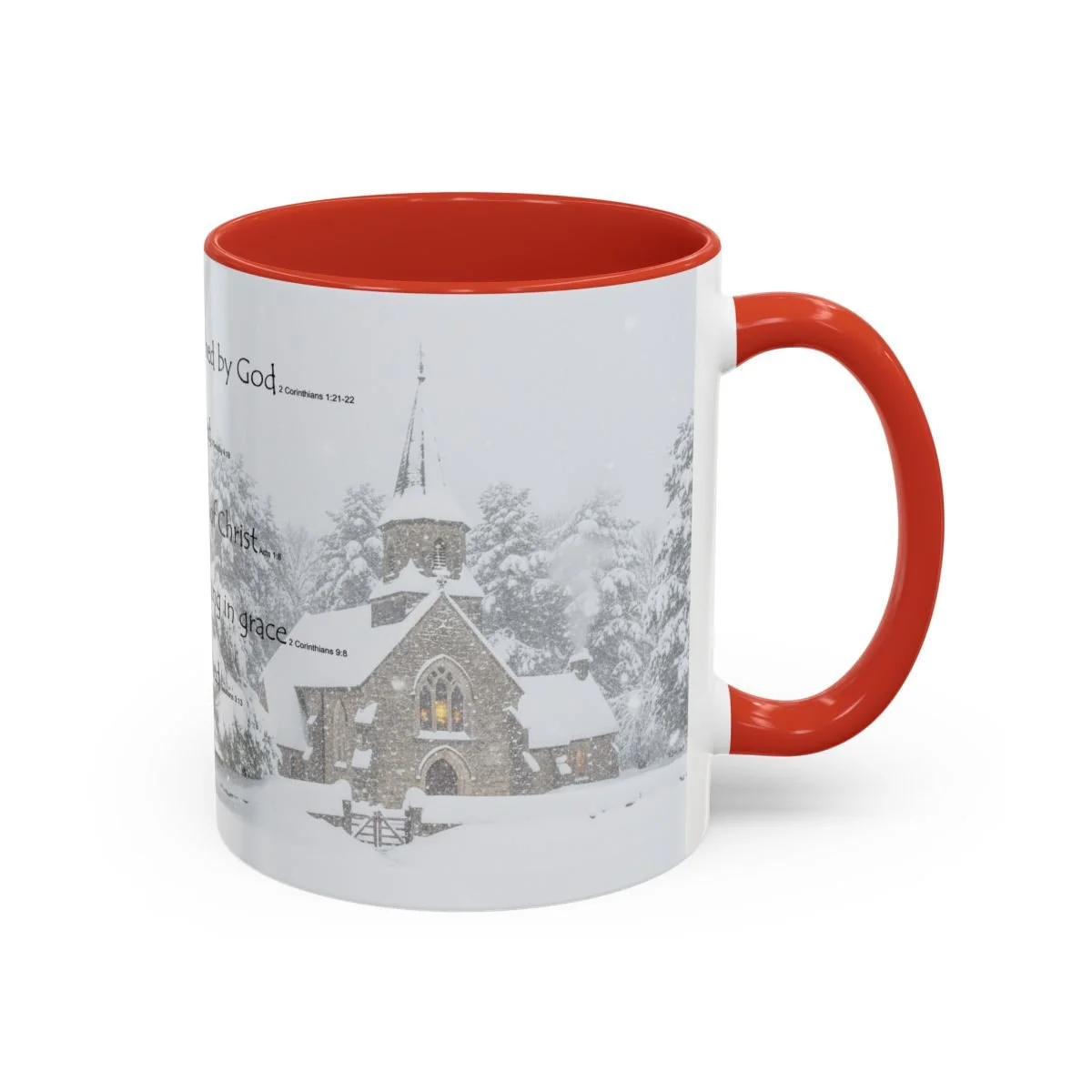 BlessD Personalized Name Art - 11oz Accent Mug - Church in Winter