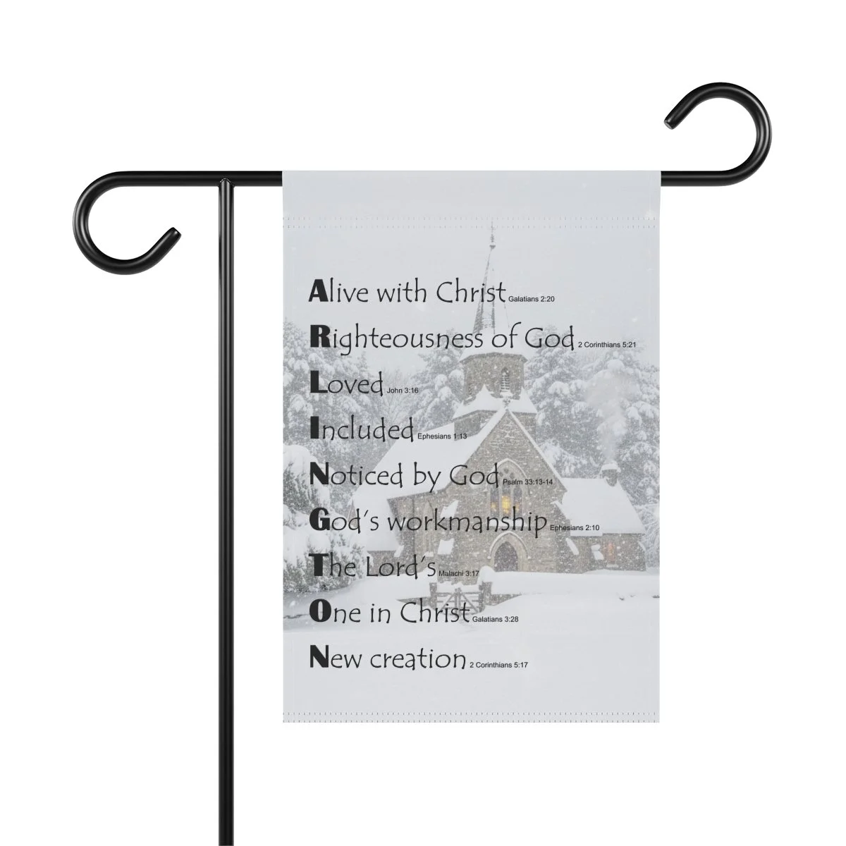 BlessD Personalized Name Art - 12×18 Garden Banner - Church in Winter