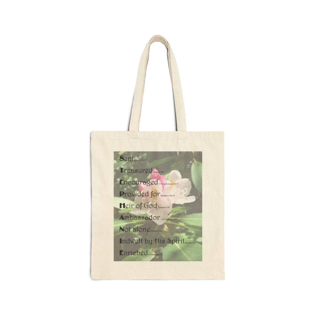 BlessD Personalized Name Art - 15×16 Canvas Tote Bag - Rhododendron