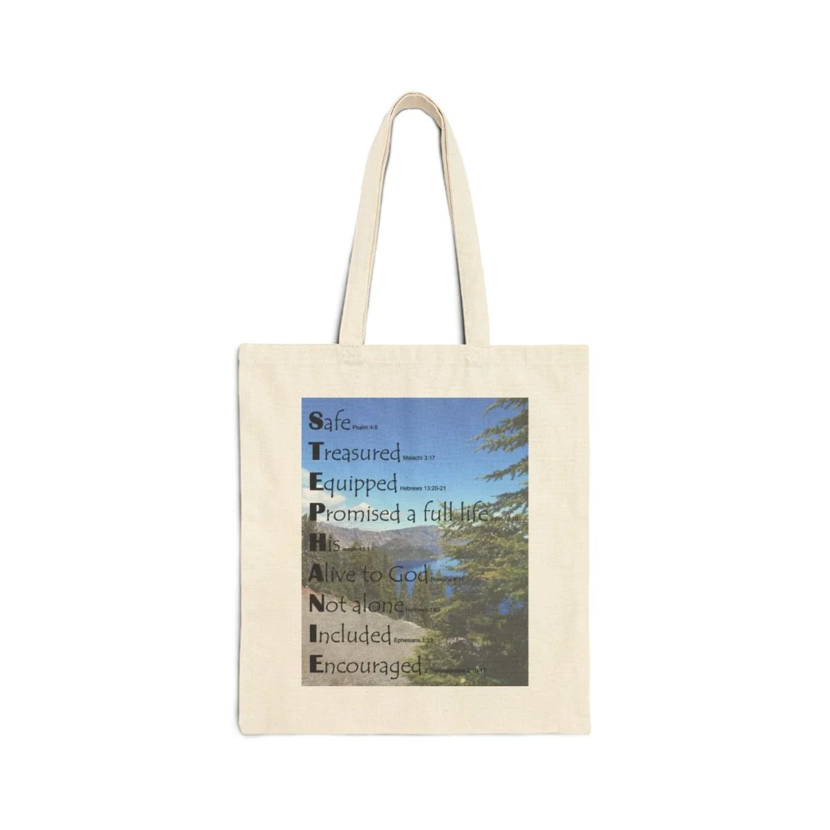 BlessD Personalized Name Art - 15×16 Canvas Tote Bag - Crater Lake
