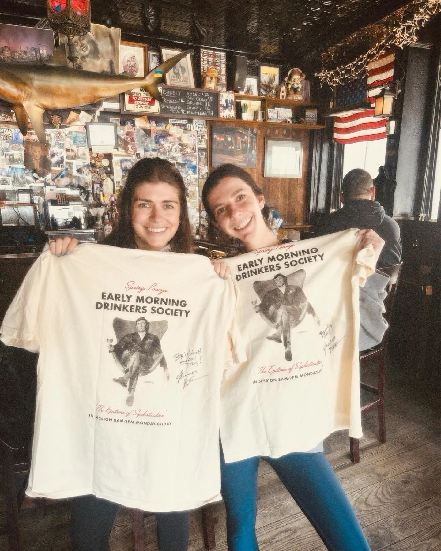 Congratulations to Laura and Chloe &mdash; officially in. 🦈🍻

Two more early risers on the books. Well earned, and we&rsquo;re glad you&rsquo;re here! 
For the uninitiated: E.M.D.S. (Early Morning Drinkers Society) is our unofficial club for those 