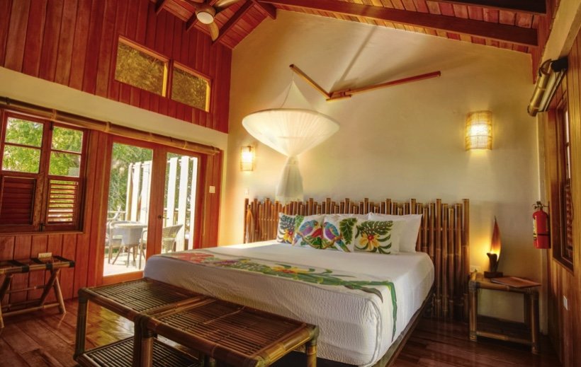 Interior view of the spacious and comfortable queen-bed cottage.