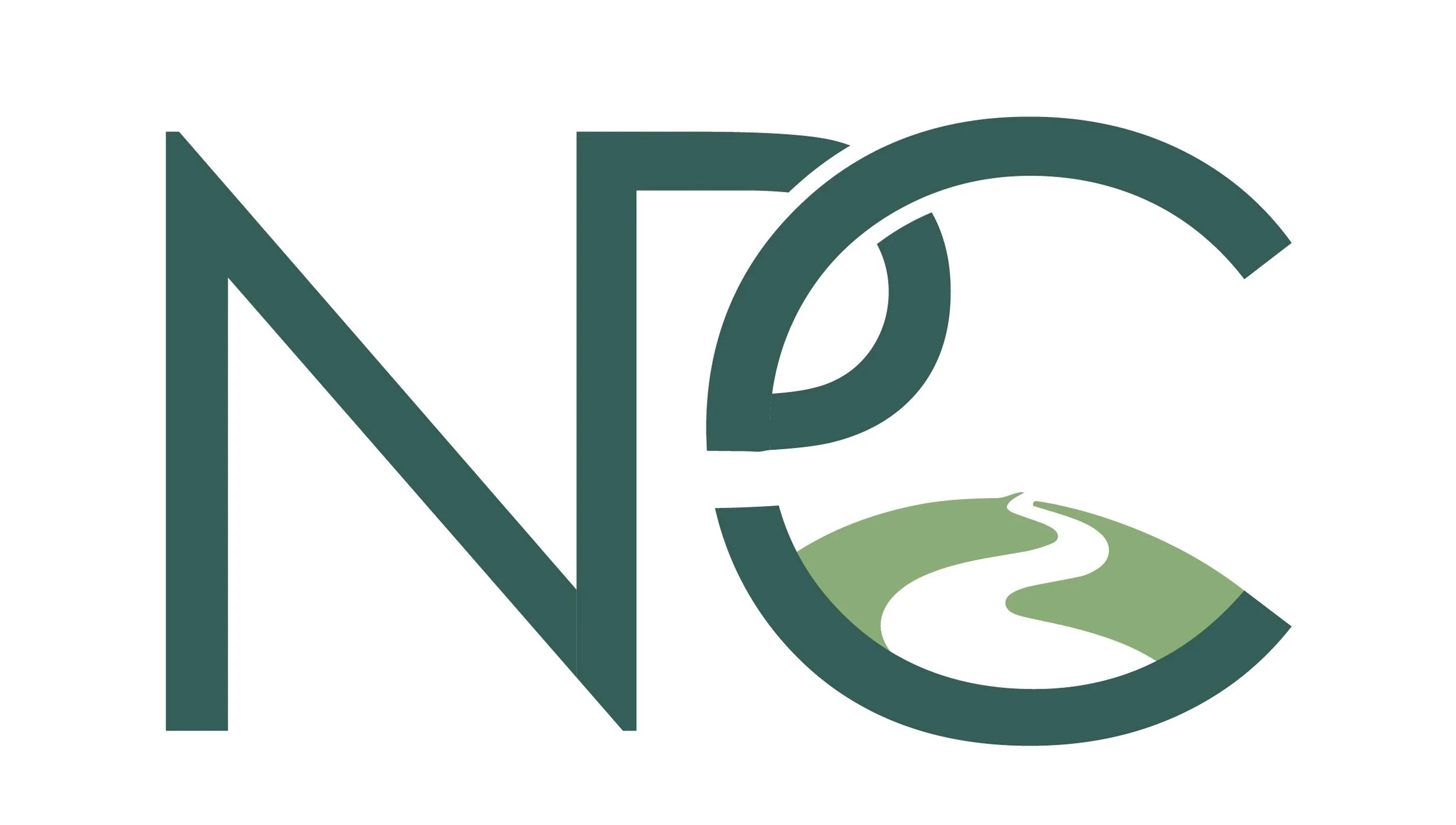 Logo for Nexus Pathways Counseling with the letters N, C, and a stylized Earth with a winding path in green and white.