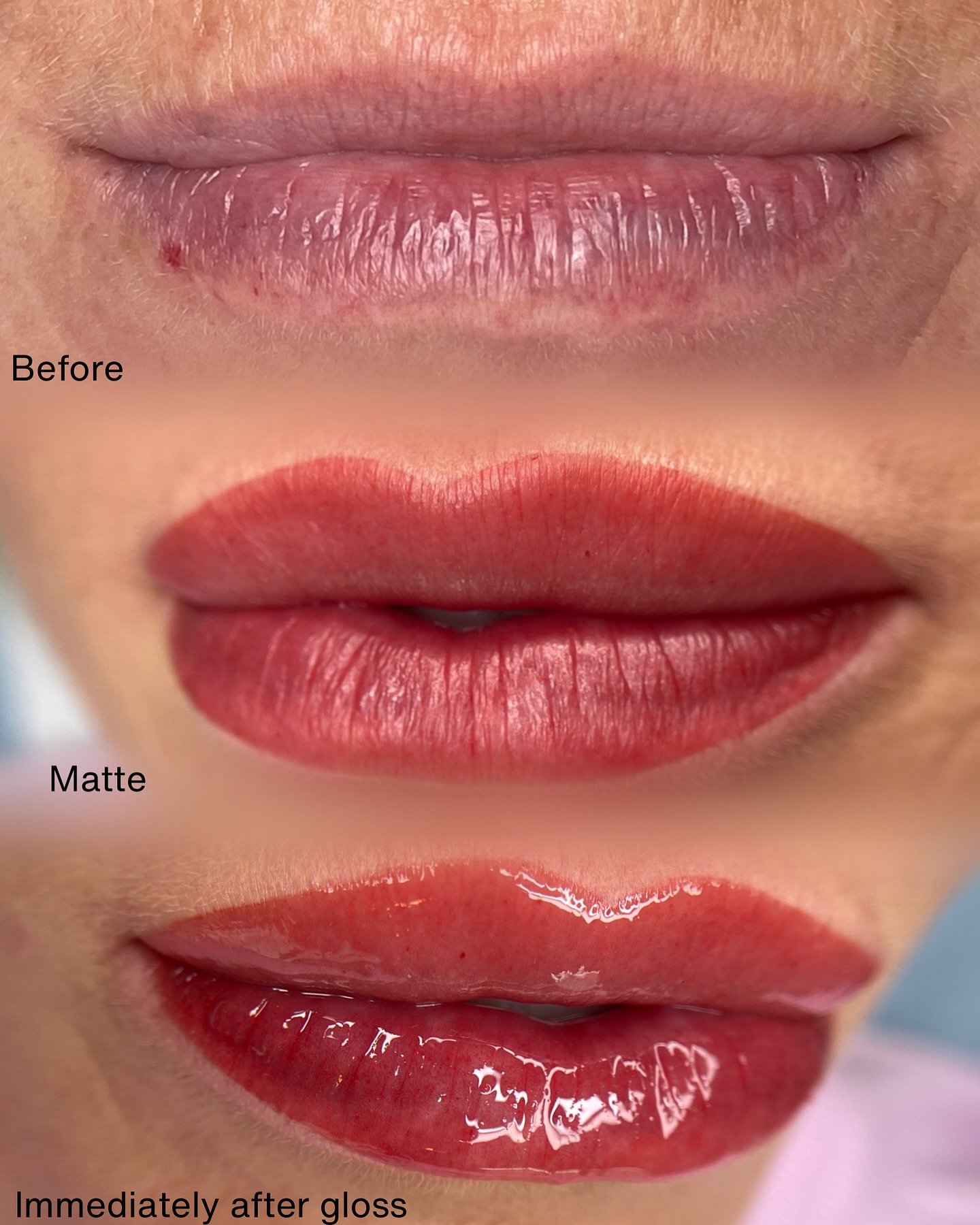 - LIP BLUSH - These deserve a special place on the gram. My beautiful client really wanted lip blush to take away the attention to her scarring along her bottom lip due to CS. 

We worked slowly and with intention. We want a sheer finish, but with de
