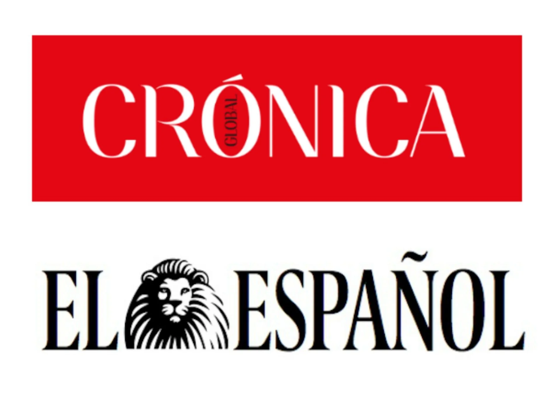 Logo con la palabra 'CRÓNICA GLOBAL' en fondo rojo y la frase 'EL ESPAÑOL' con un león en negro y blanco.