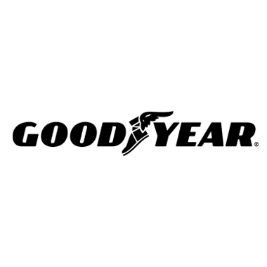 Goodyear logo in black and white with winged foot design.