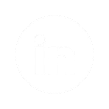 LinkedIn logo in a white circle