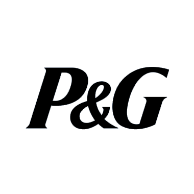 P&G logo, black text on white background
