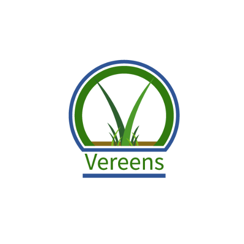 Logo with the word 'Vereens' and a circular design with green grass blades inside.