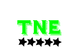 Green text reading 'TNE' above five black stars.