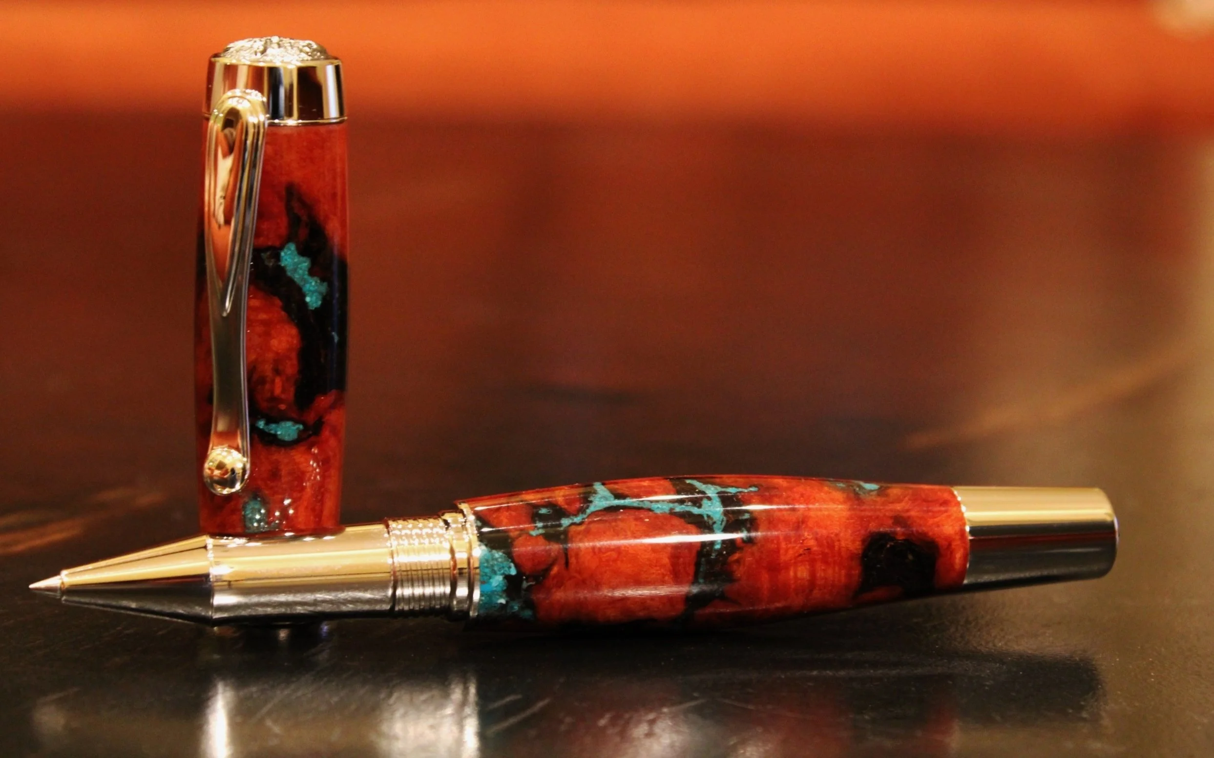 Red Gum Burl with Turquoise Stone Inlay.JPG