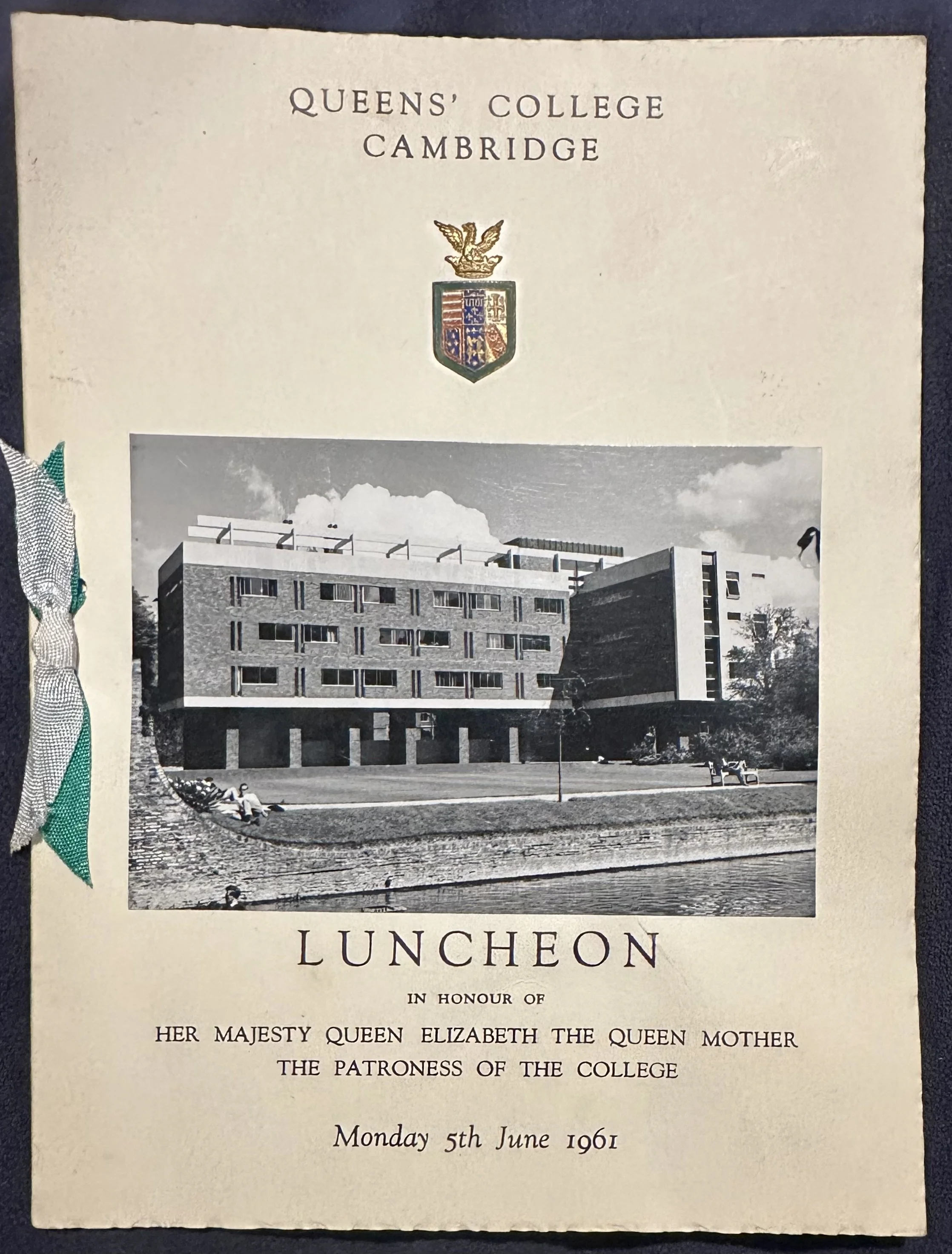 Queens' College Cambridge Luncheon Menu 1961