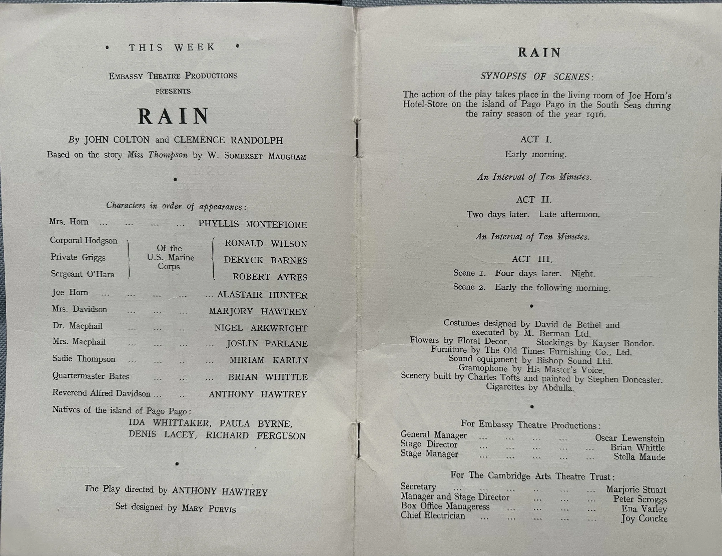 Cambridge Arts Theatre Programme 1953
