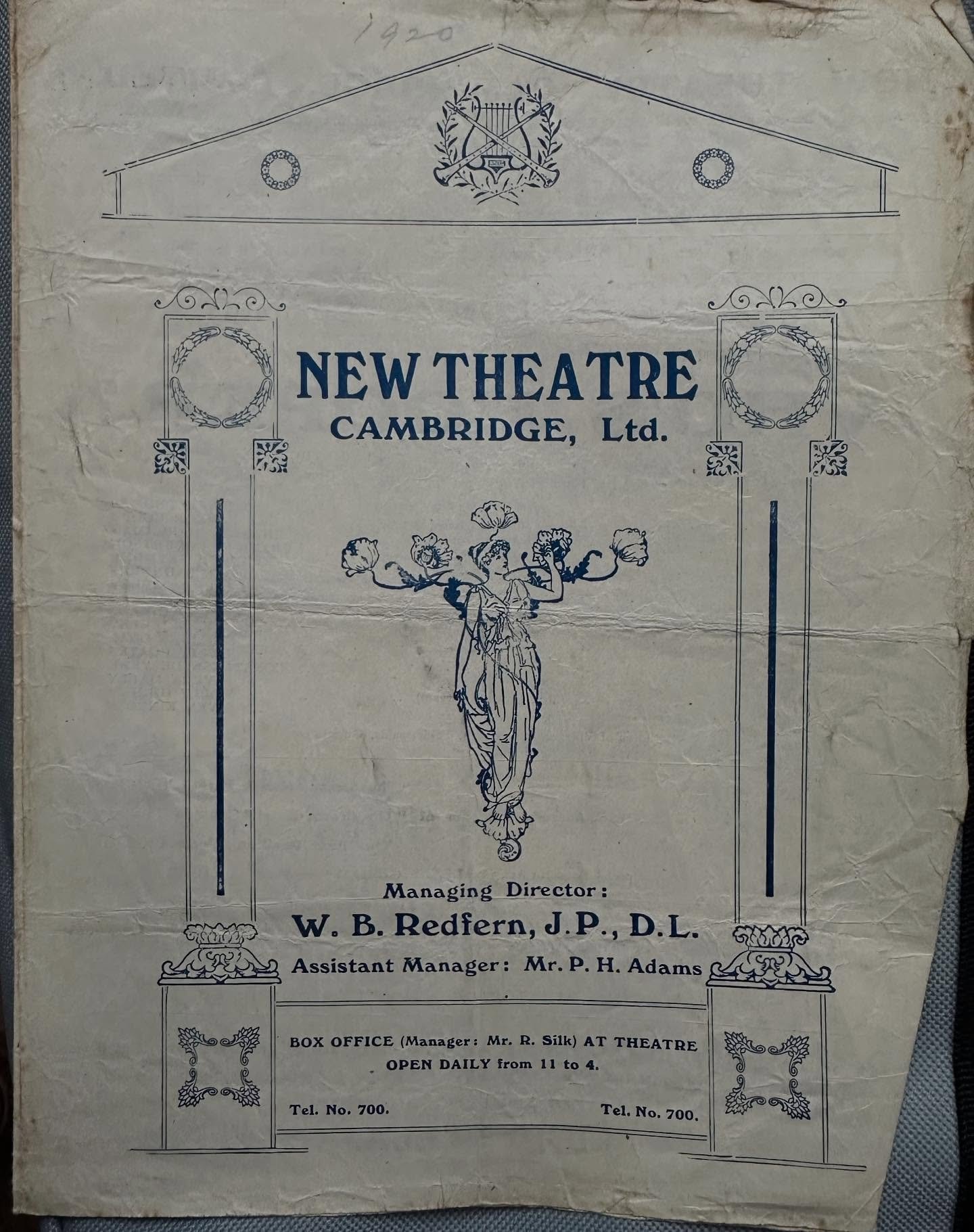 Programme from the New Theatre Cambridge December 1920. This programme flyer from the New Theatre in Cambridge is for the week commencing 27th December 1920. The forthcoming production is to be &lsquo;Who&rsquo;s Hooper?&rsquo;, a musical comedy to b