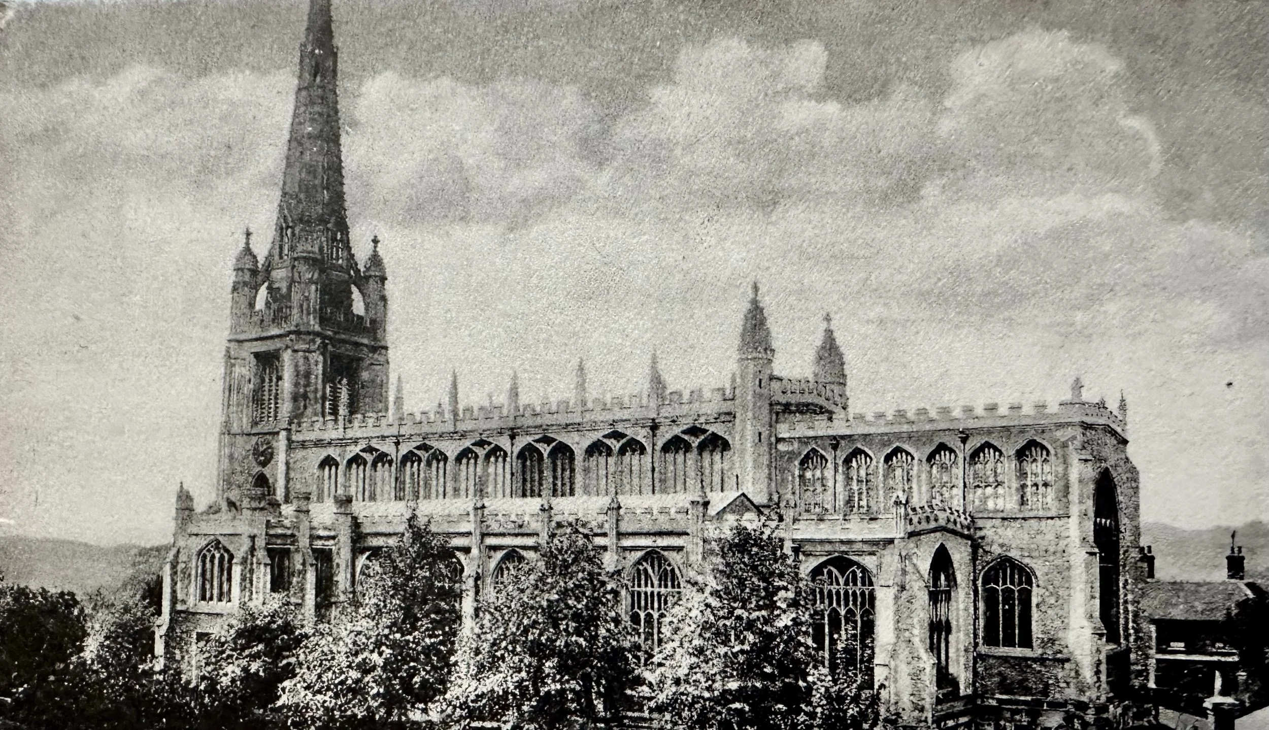 St Mary's Church Saffron Walden - old postcard to  Belgrave Road Cambridge 1904