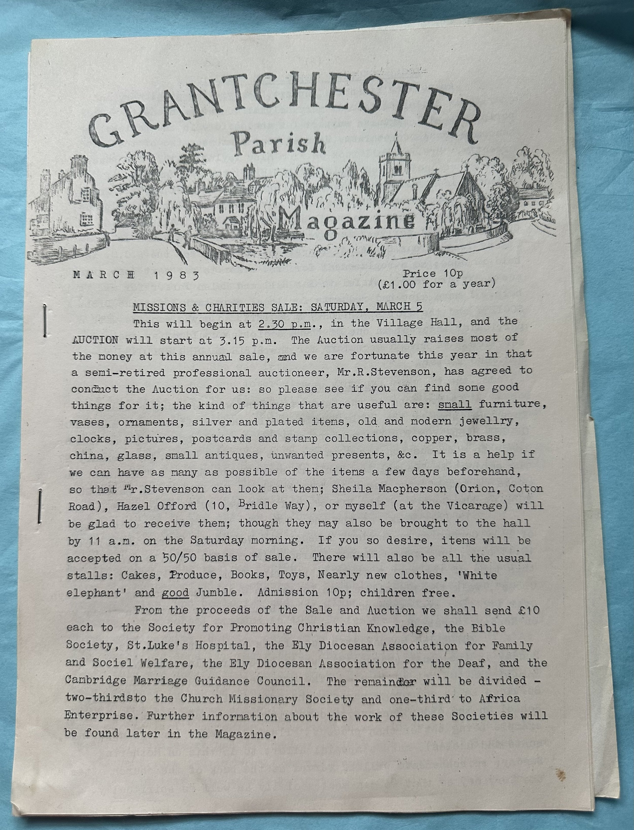 Grantchester Parish Magazine March 1983 (inc. Ely Diocesan Contact Magazine)