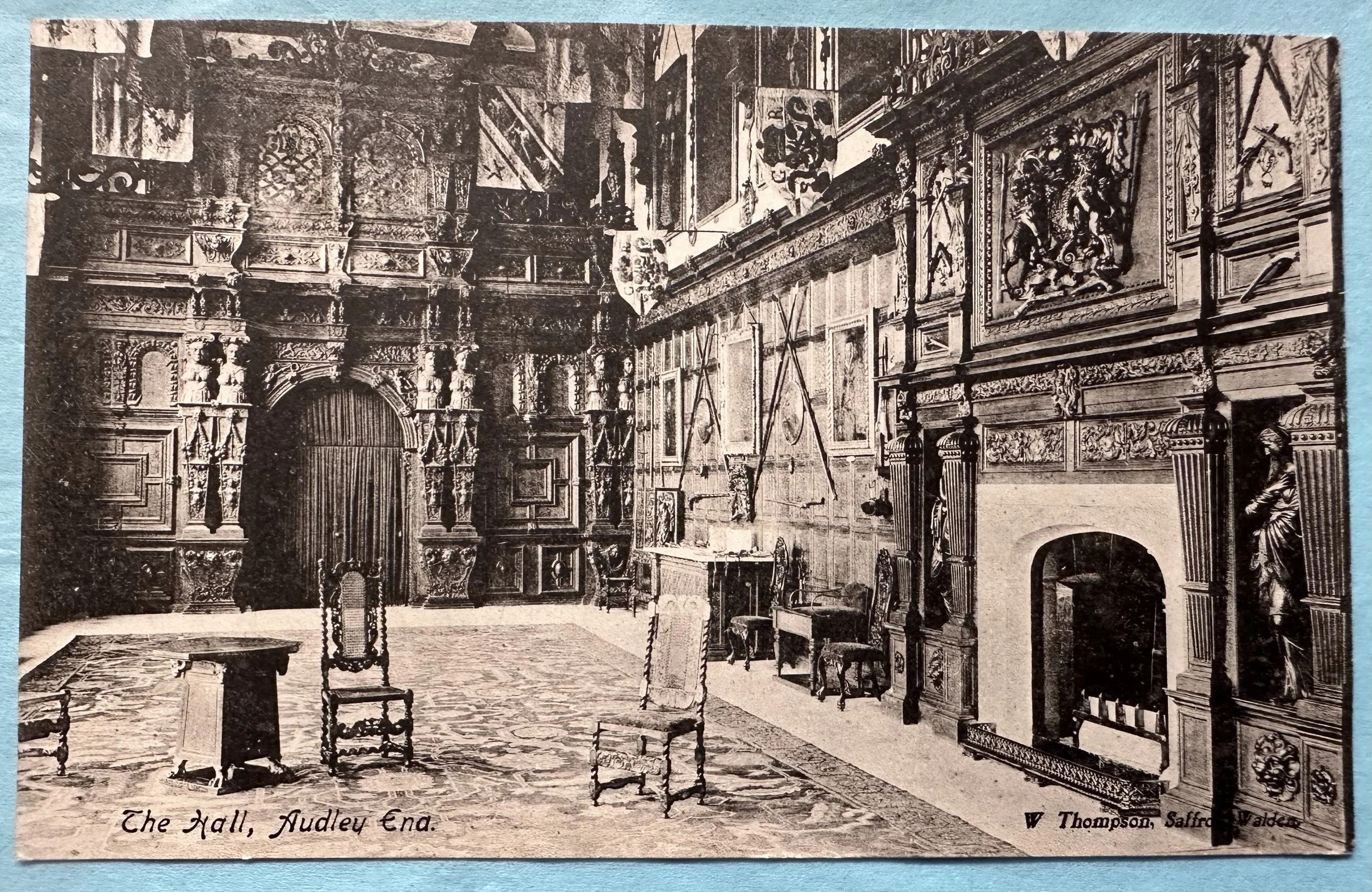 The Hall, Audley End - old postcard sent to Victoria Park Cambridge 1905