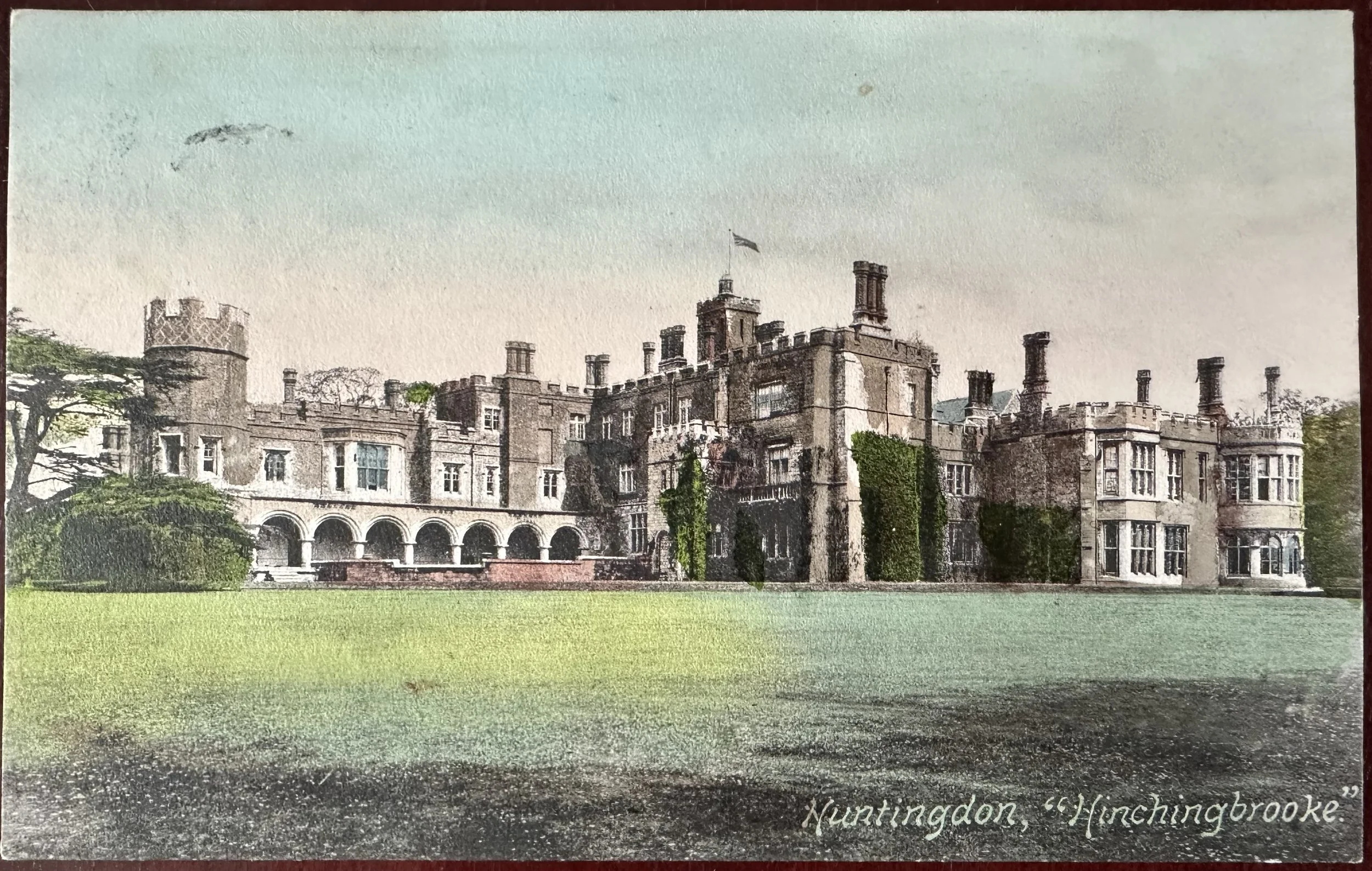 Old postcard of Hinchingbrooke House Huntingdon 1906