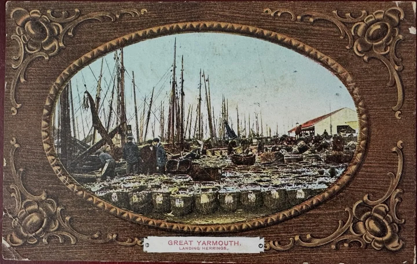 Old postcard of Great Yarmouth &lsquo;Landing Herrings&rsquo; sent to Mr Jolly Cab Proprietor of Victoria Park Cambridge. The postcard reads:
&ldquo;Mr Jolly, Please meet me tomorrow (Thursday) 26th Station. Train arrives Cambridge 4.22pm...&rdquo; s
