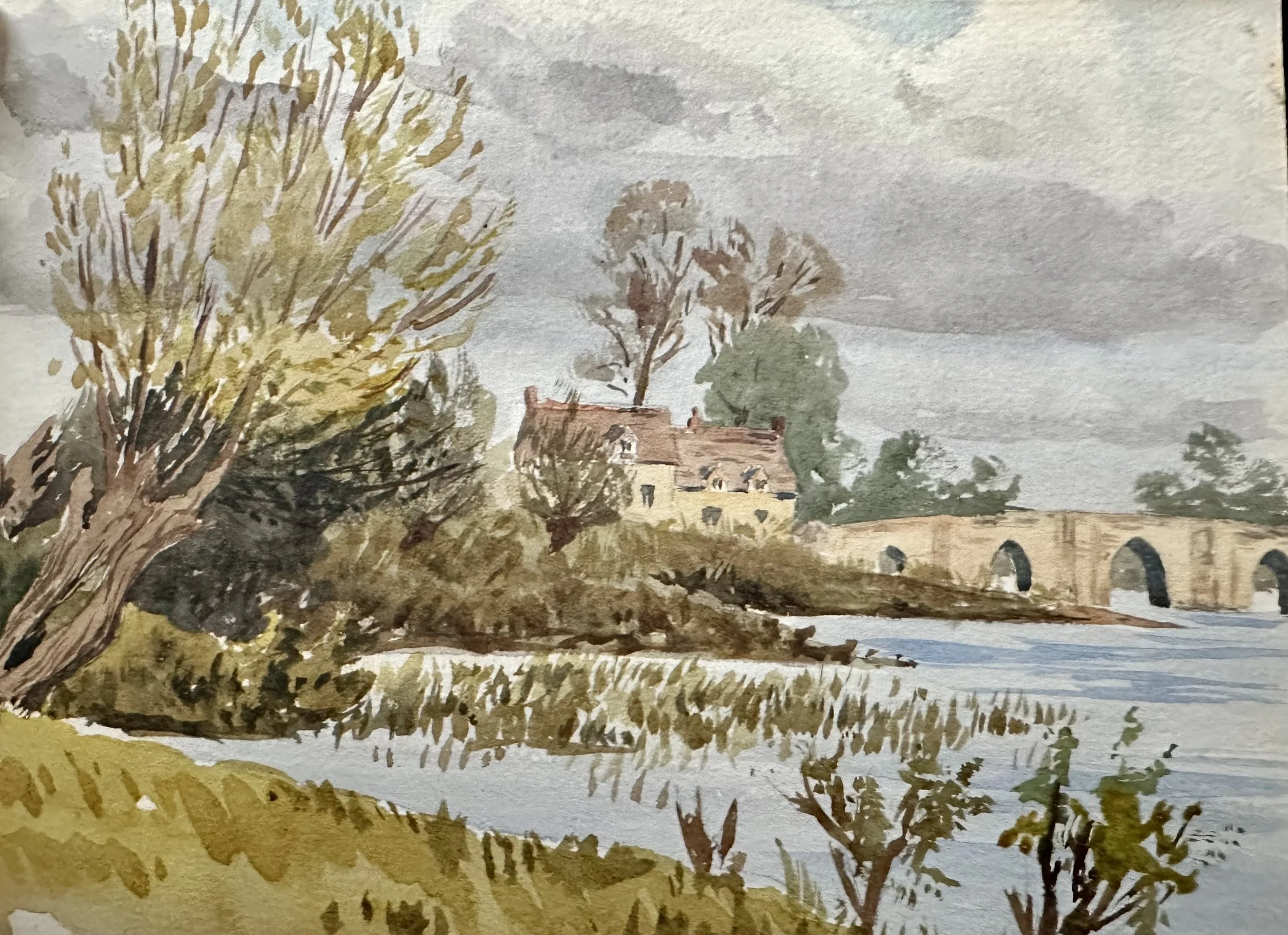 New Bridge Oxfordshire c.1888 - watercolour by John Norman Heathcote