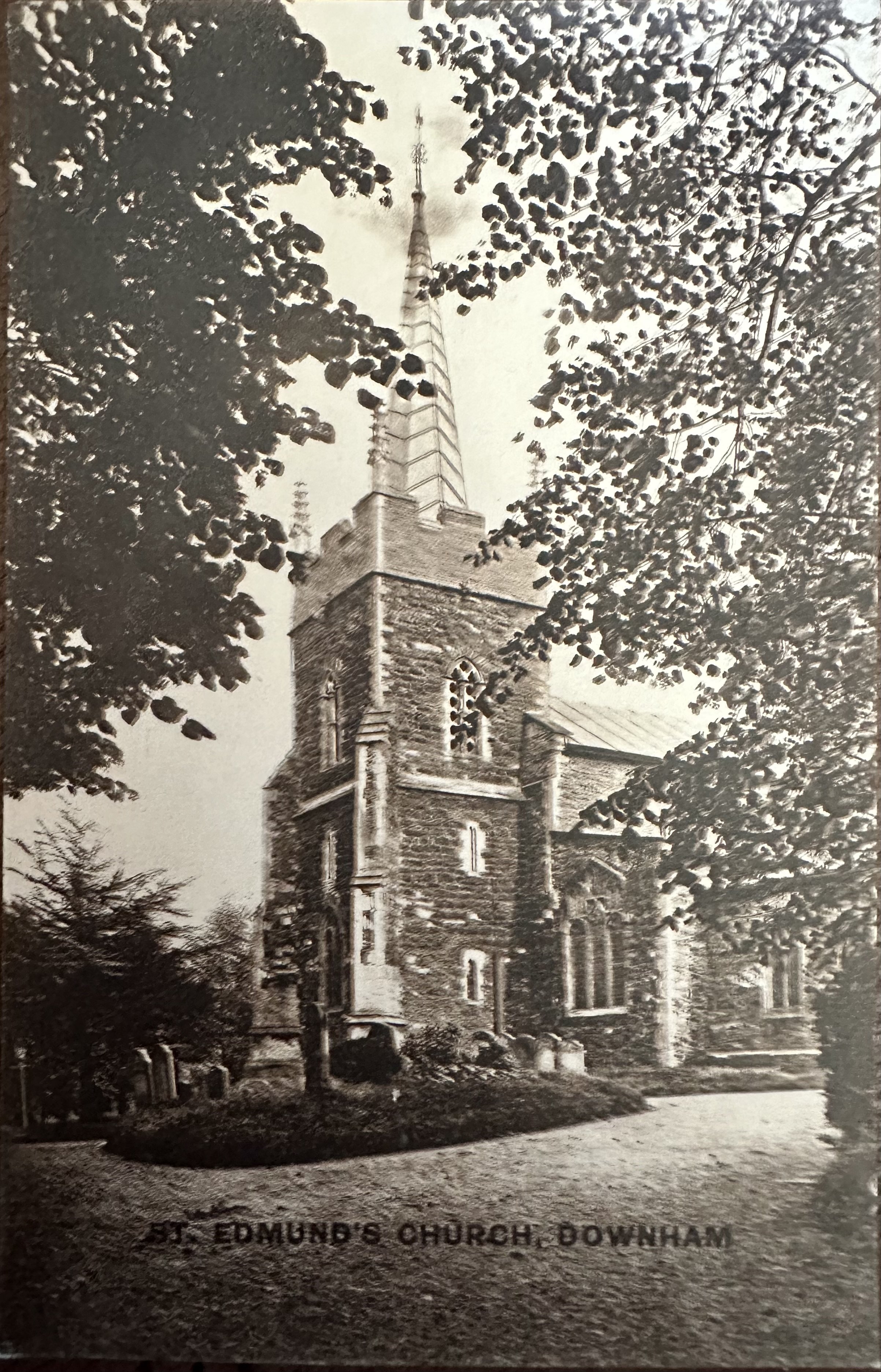 St Edmund's Church Downham - old postcard sent to Cambridge c.1908