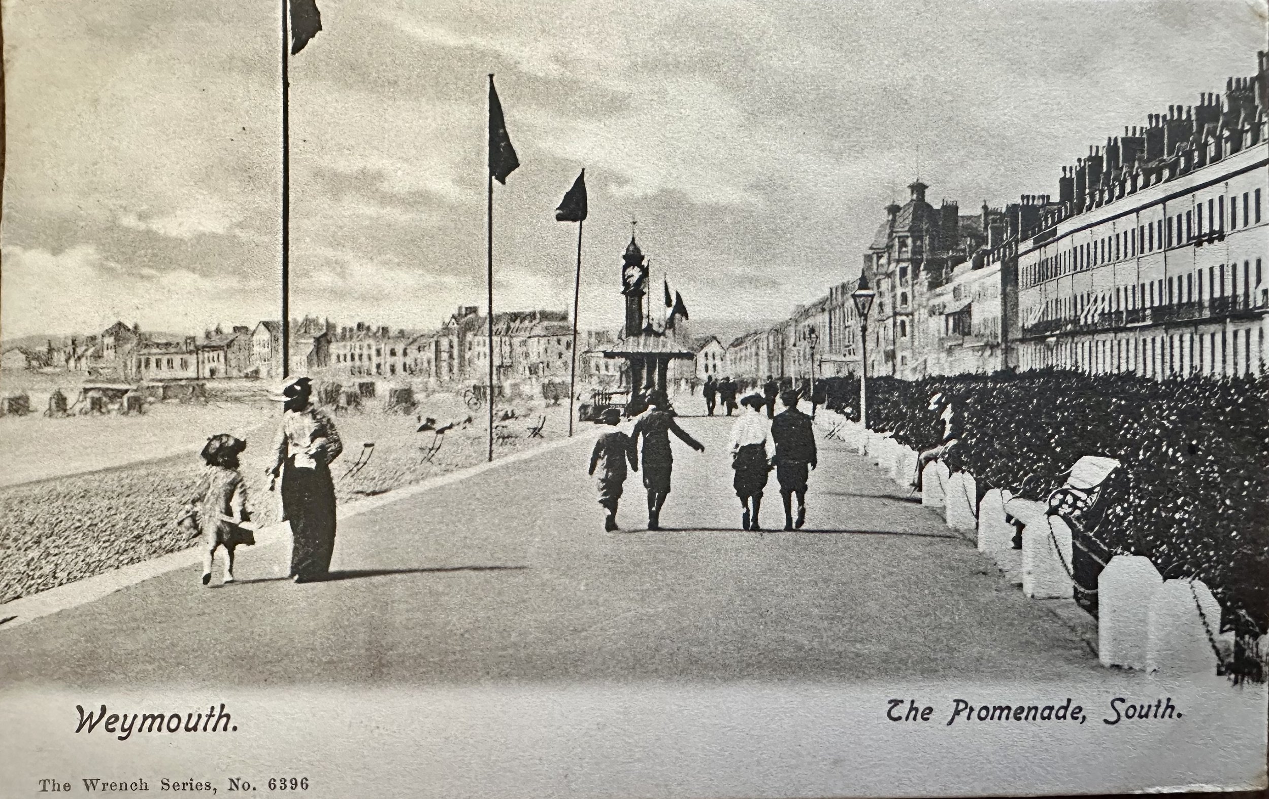 The Promenade South Weymouth - old postcard sent to  Victoria Park Cambridge 1904