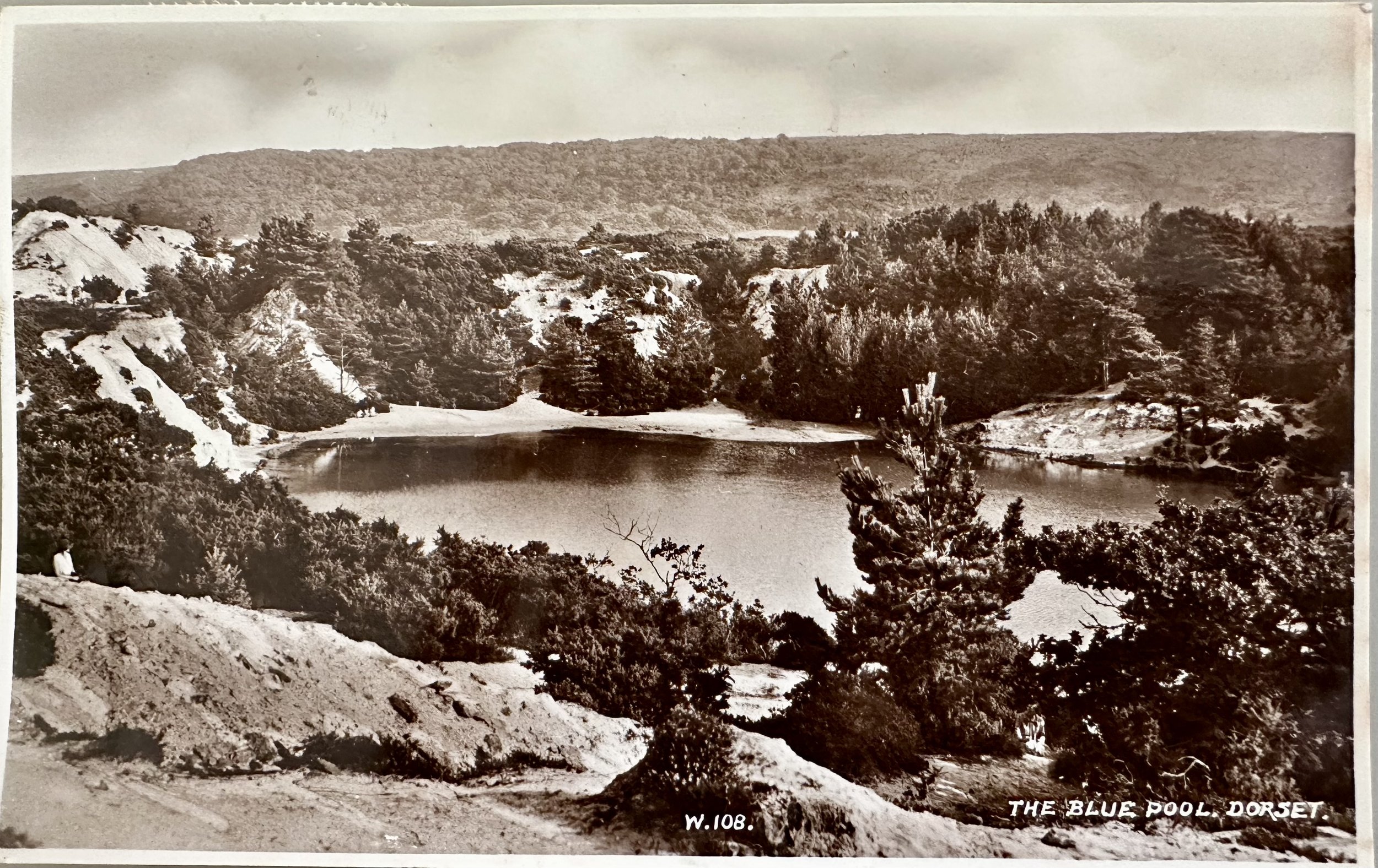 The Blue Pool Dorset Old Postcard to Cambridge 1939
